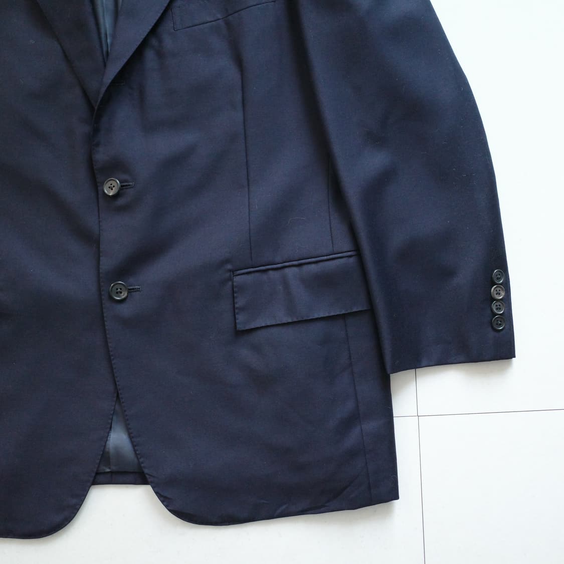 90s 폴로 랄프로렌 네이비 3버튼 울 블레이져 자켓 일본 생산 상품이미지4