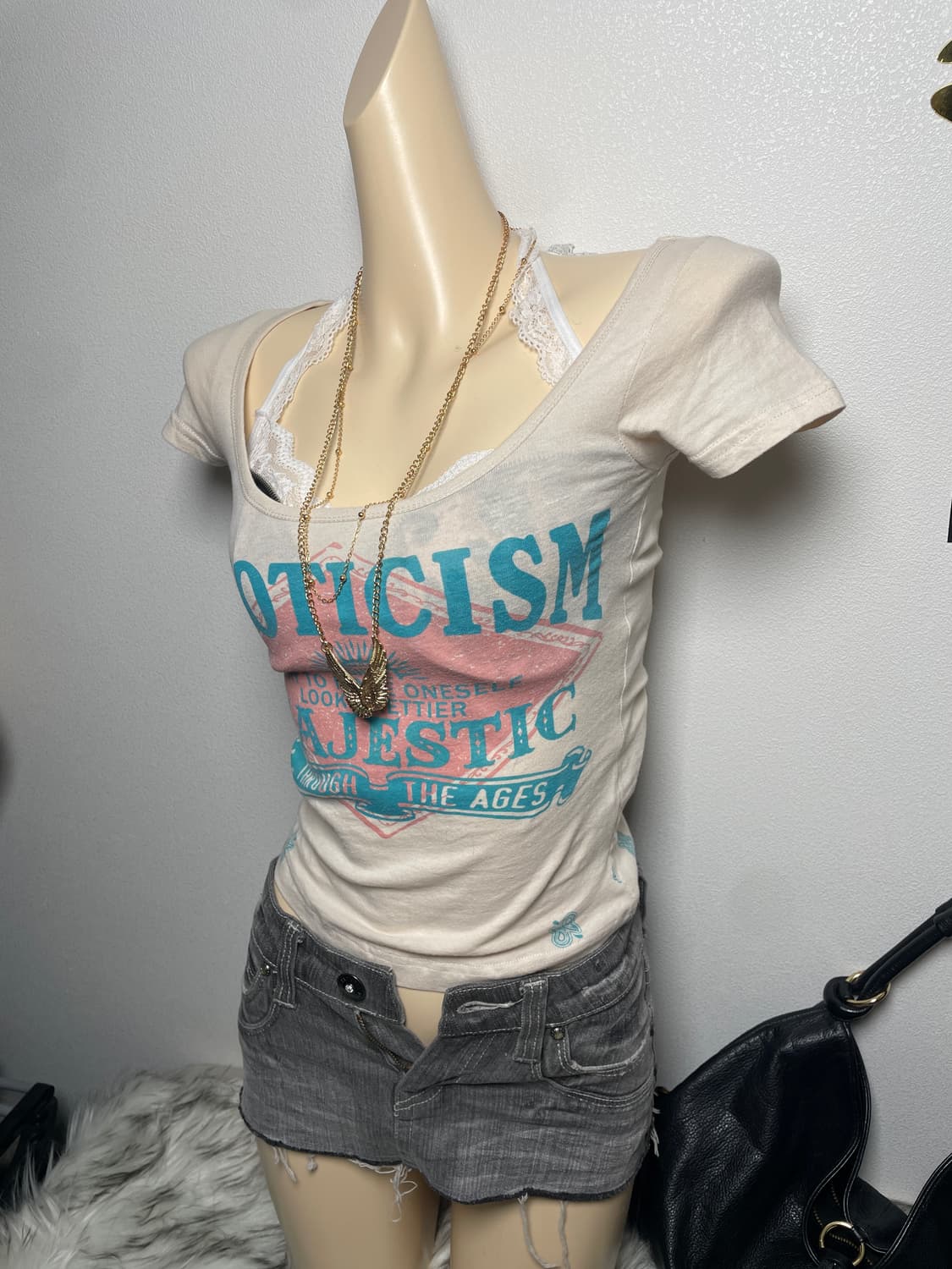 핑크 아이보리 민트 레터링 반팔티 탑 상품이미지2