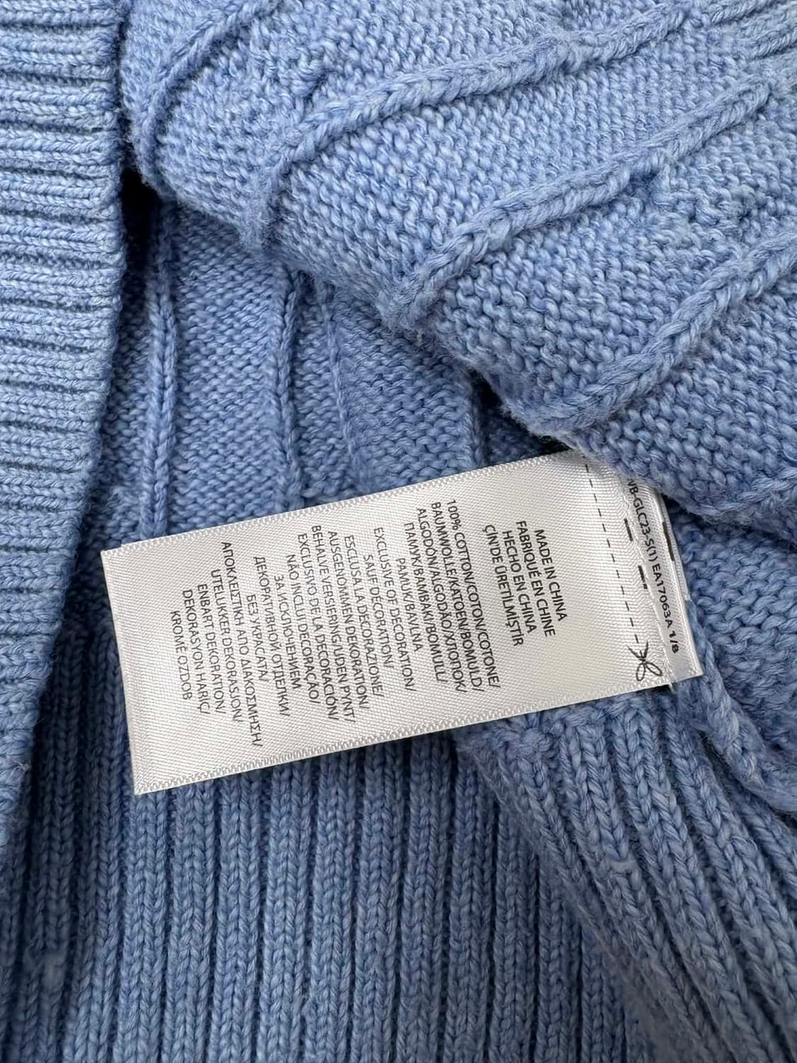 [L] 폴로 랄프로렌 스카이블루 케이블 코튼 니트 스웨터 상품이미지4