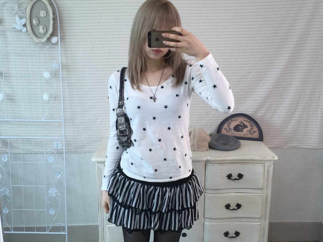 일본빈티지 스트라이프 레이스 큐롯 캉캉스커트 상품이미지5