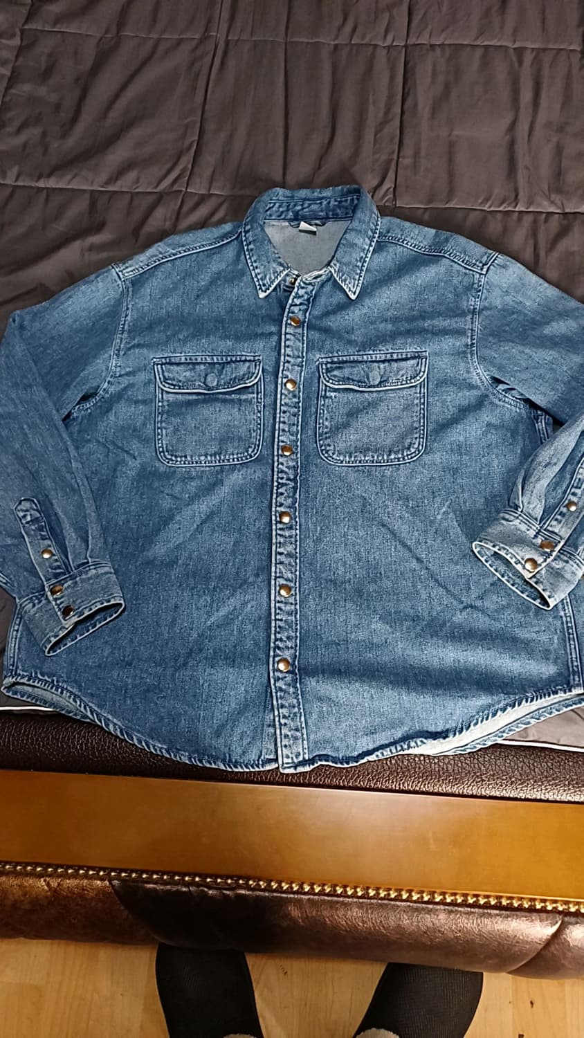 H&M 오버핏데님남방 M 가슴64 기장75 상품이미지1