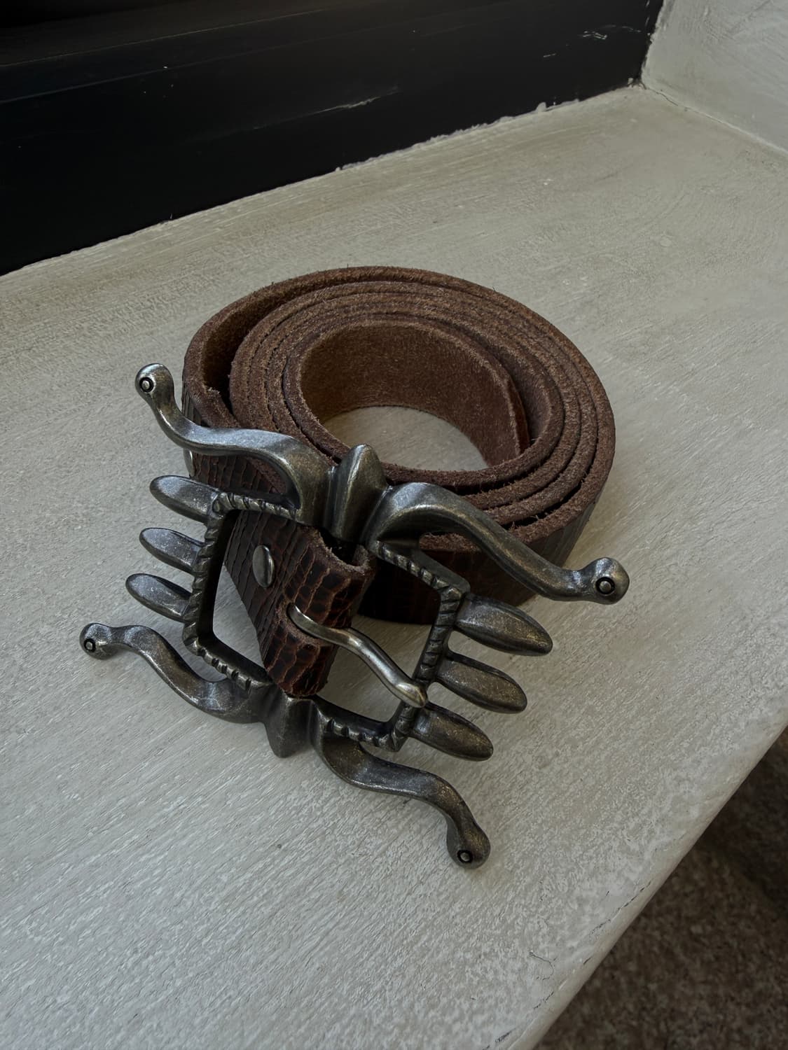 RRL Embossed Brown Leather Belt 36 상품이미지1