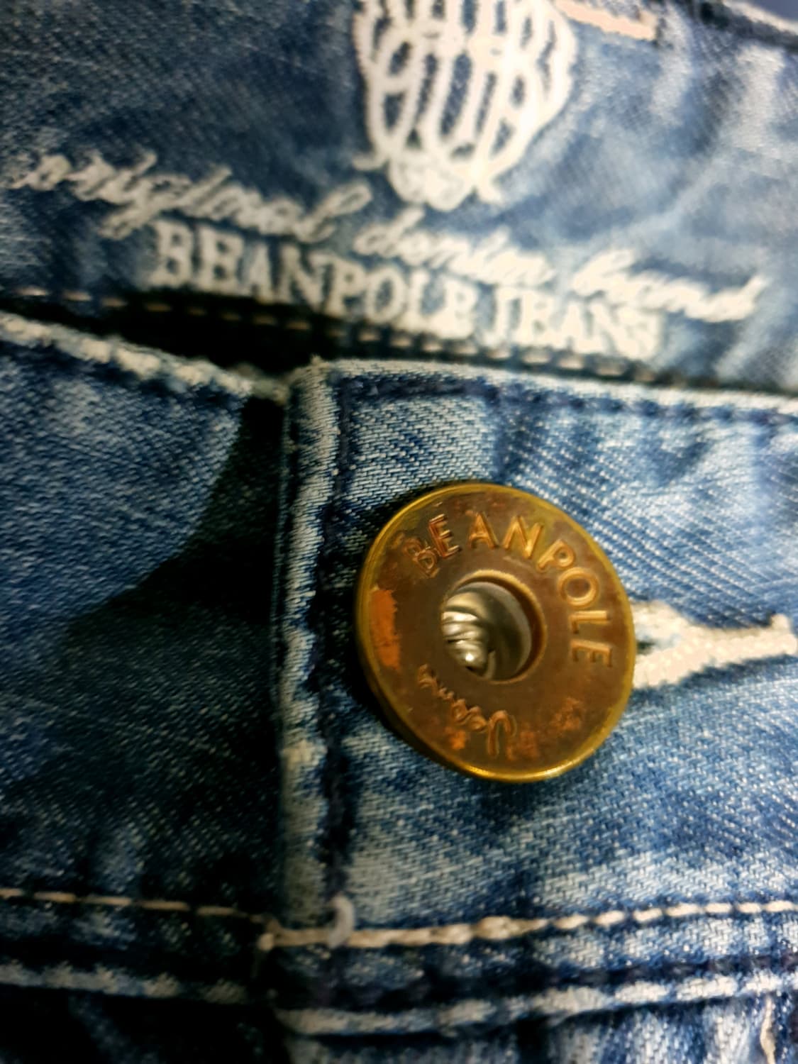 (10s) 빈폴 진 빈티지 에이징워싱 백로고자수 스트레이트 데님팬츠 33 상품이미지3