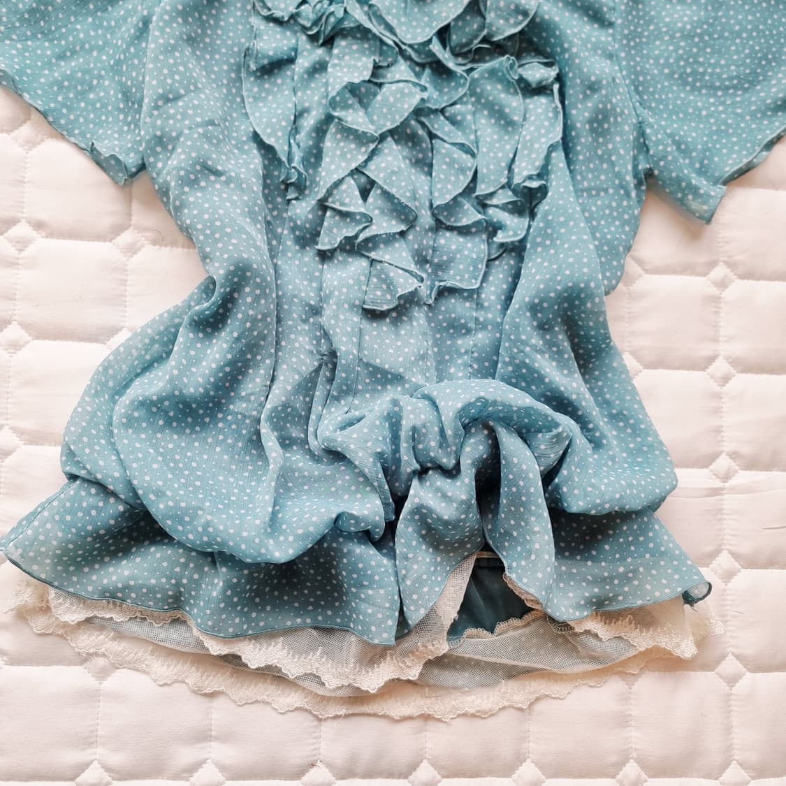 도트 러플 튜닉 블라우스 상품이미지2