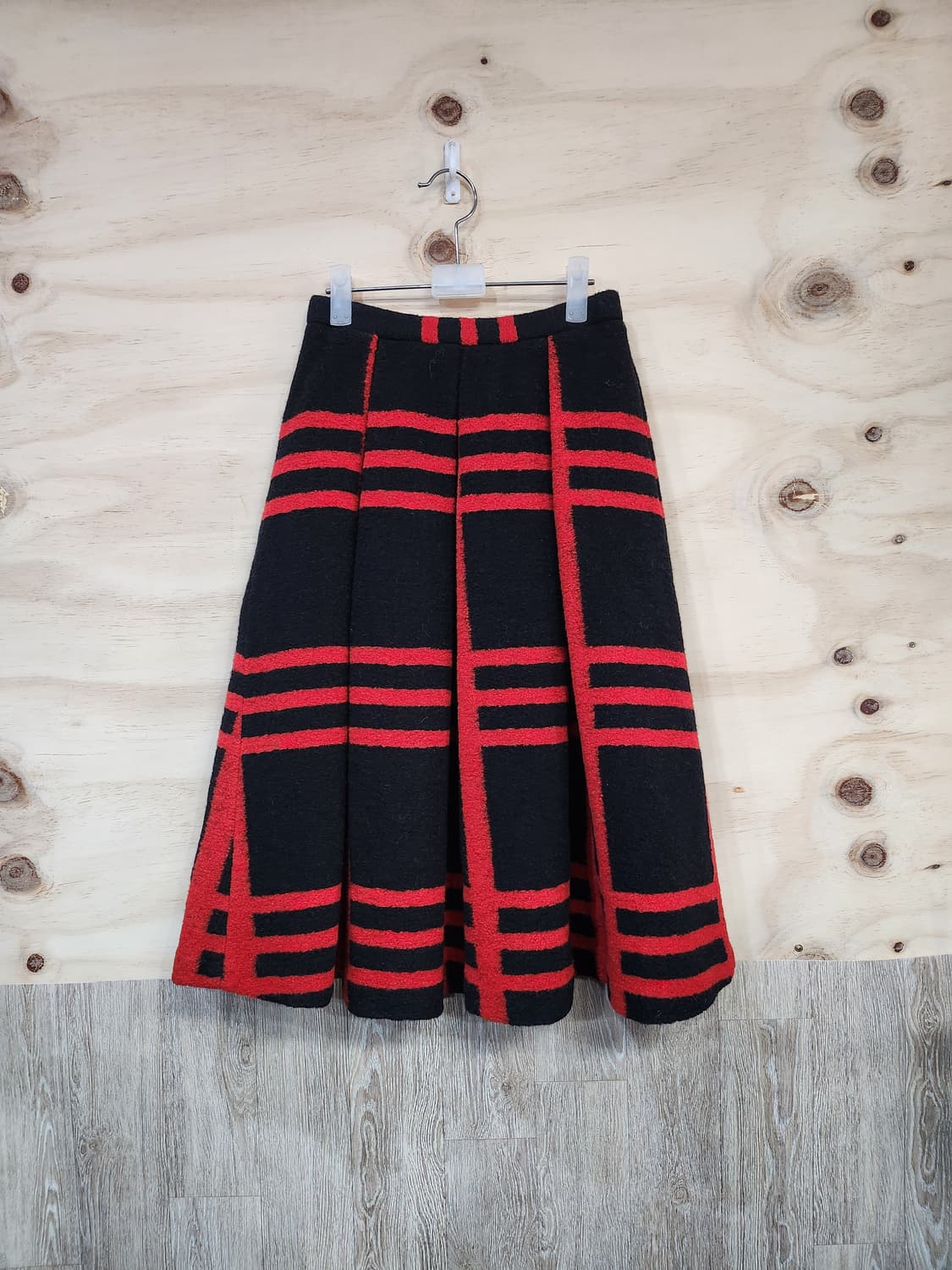 588) 나인 NAIN 레드/블랙 체크 플리츠 스커트 상품이미지1