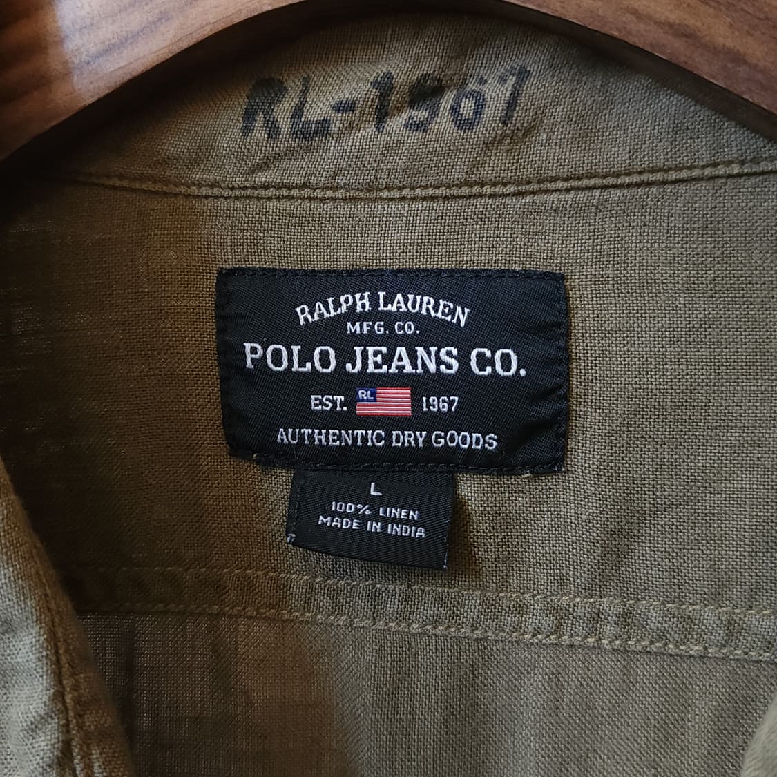 00년대 폴로 진스 컴퍼니 미 육군 밀리터리 투포켓 린넨 셔츠 L 상품이미지5