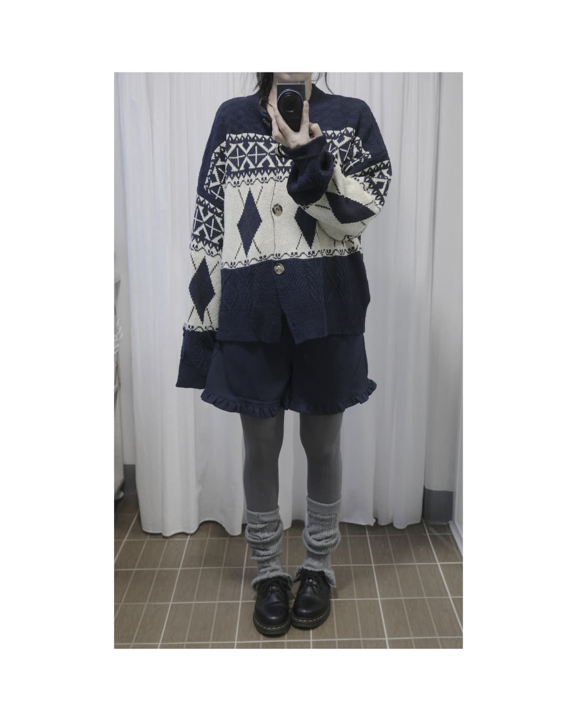 Frill button navy shorts 상품이미지4