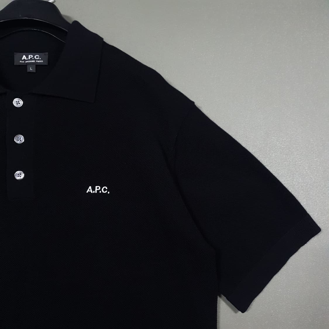 A.P.C 아페쎄 반팔 니트 카라티 폴로 피케 셔츠 스웨터 블랙 L 상품이미지2