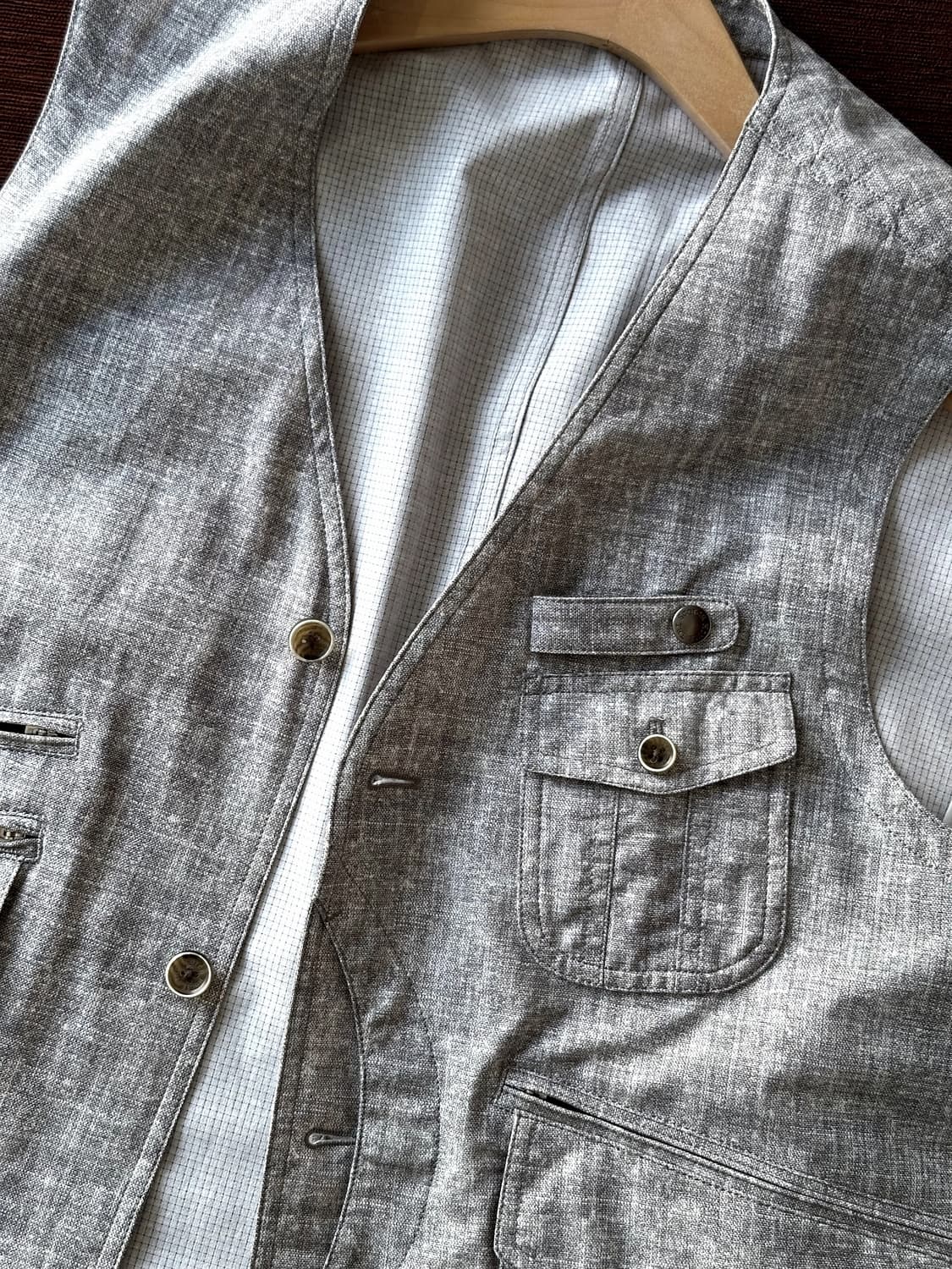 Washed fabric design work vest 상품이미지3