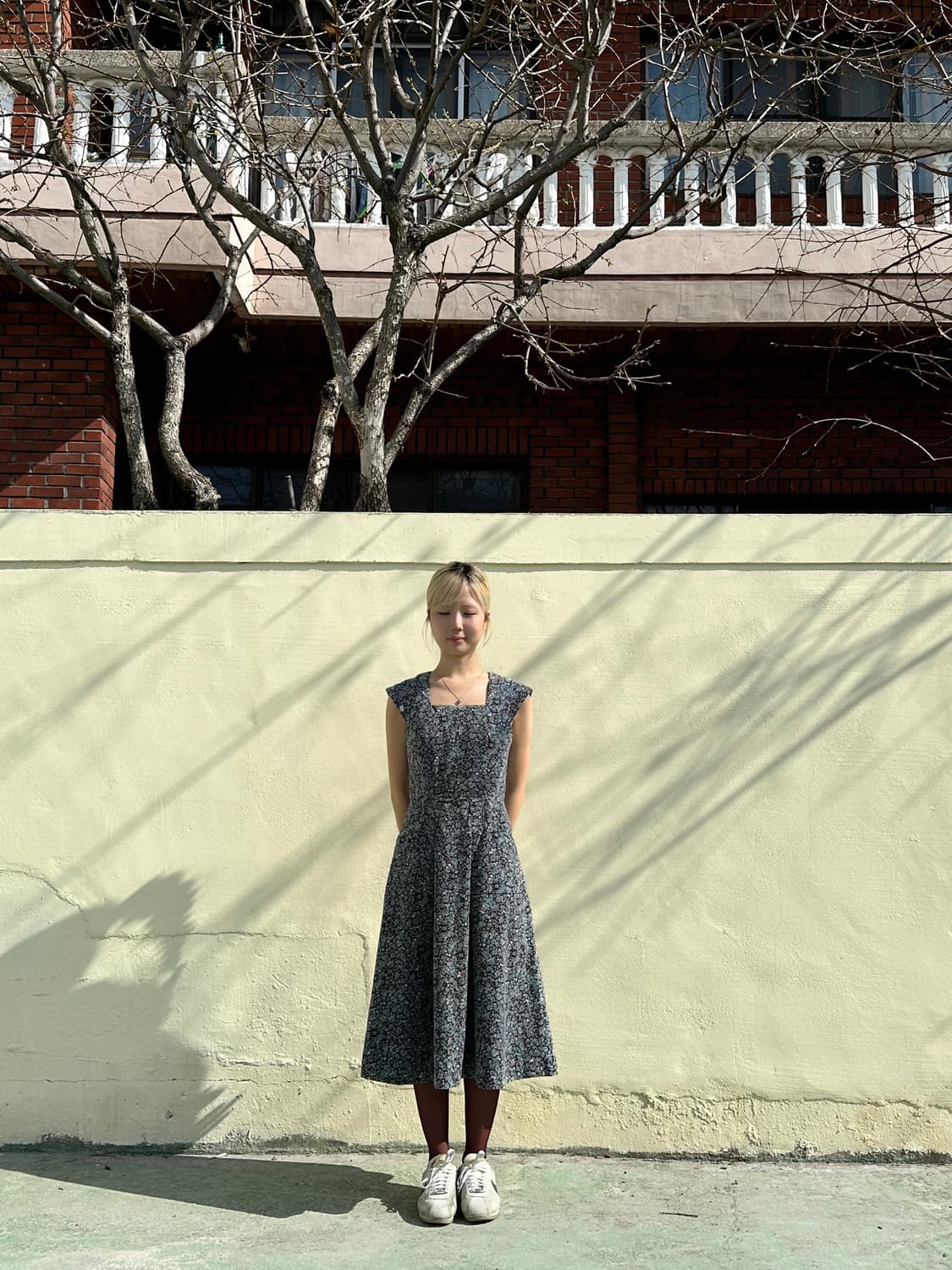 스퀘어넥 코듀로이 플로럴 원피스 상품이미지2