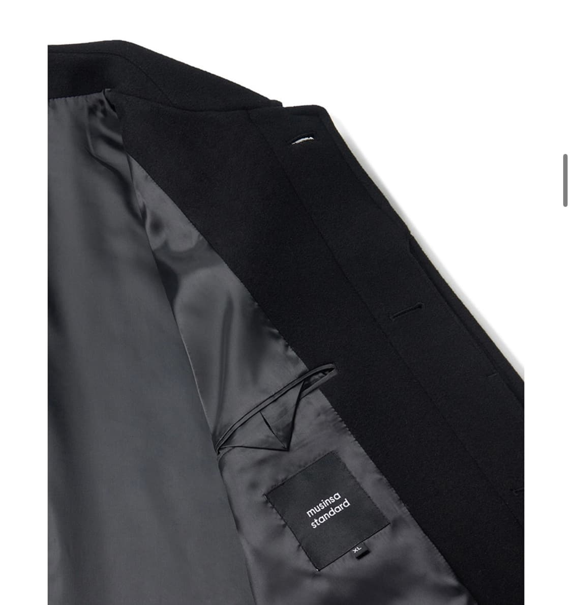 무신사스탠다드 울 블렌드 맥시 발마칸 로브 코트 [블랙]  상품이미지4