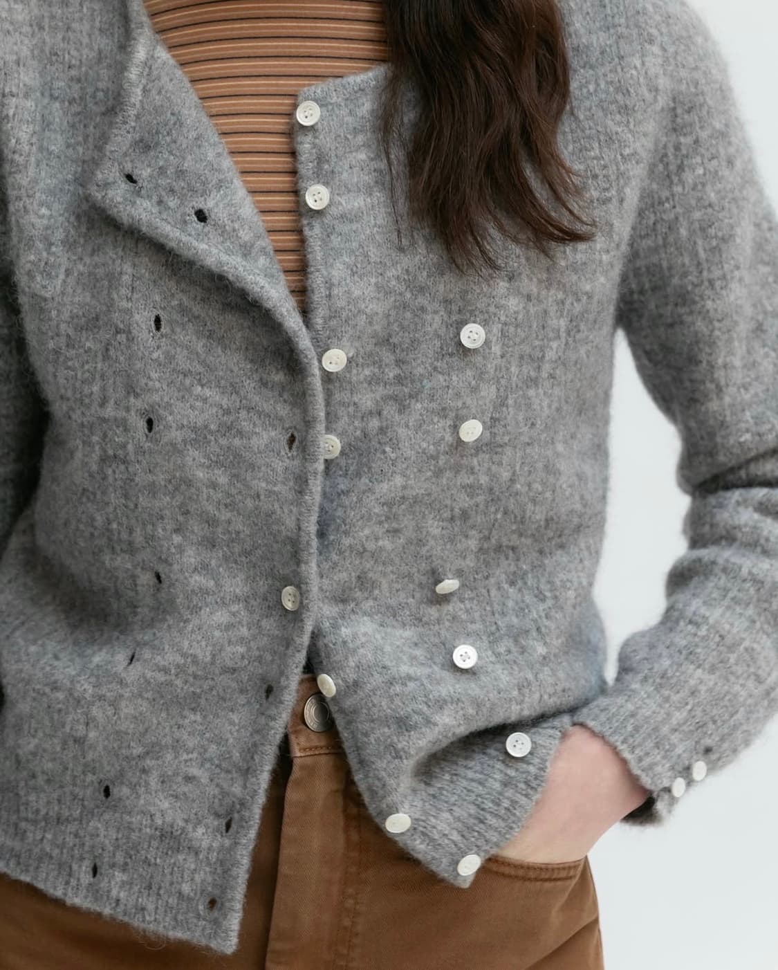 비아플레인 링커 가디건 그레이 M 상품이미지2