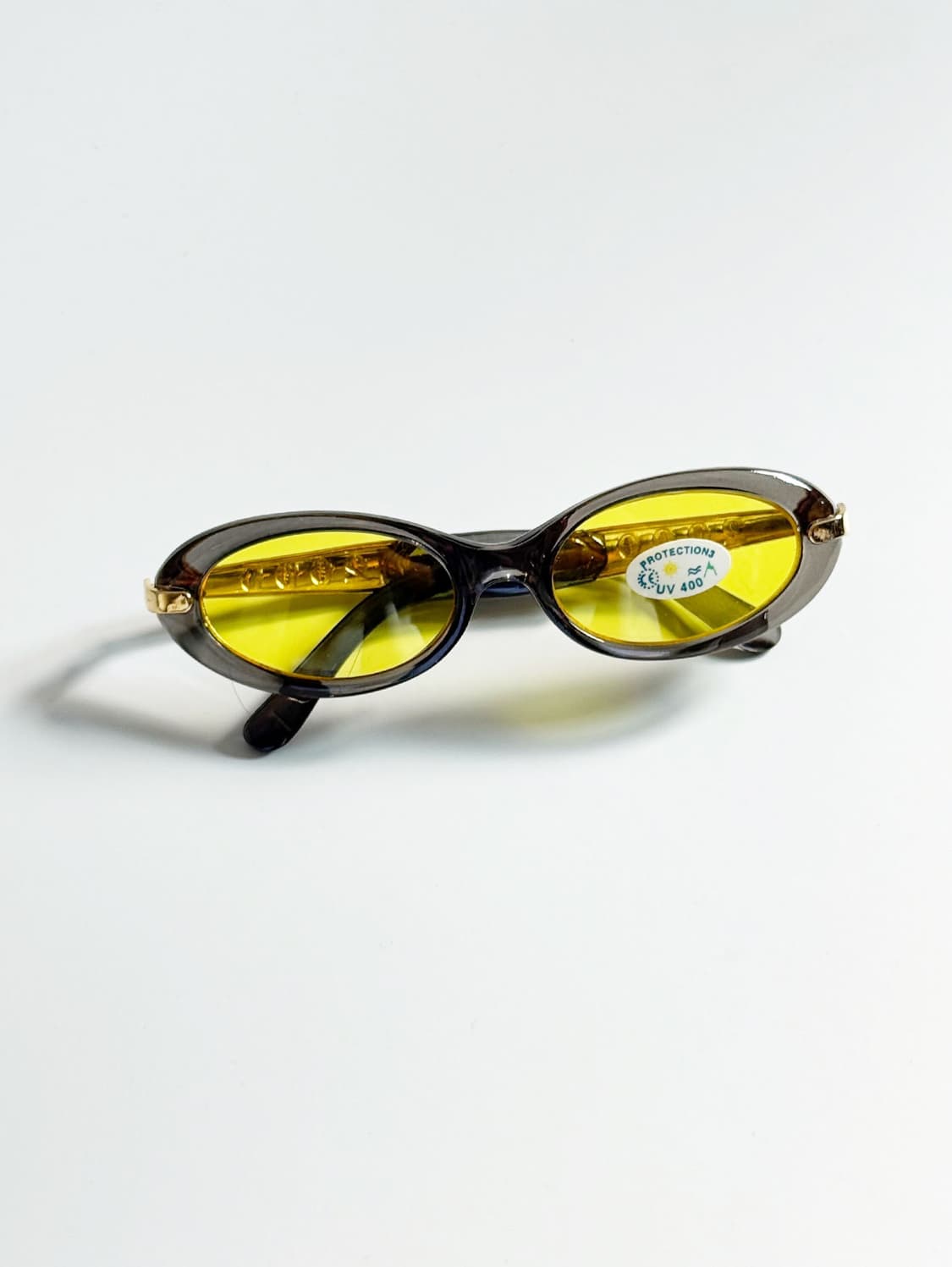 그레이 볼드 오벌 프레임 옐로우 틴트 빈티지 선글라스 상품이미지2