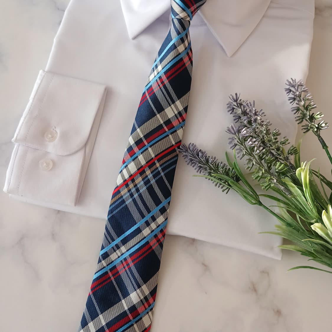 젝스 실크 네이비 체크 슬림 넥타이 7.6cm 새상품 A19080
 상품이미지4