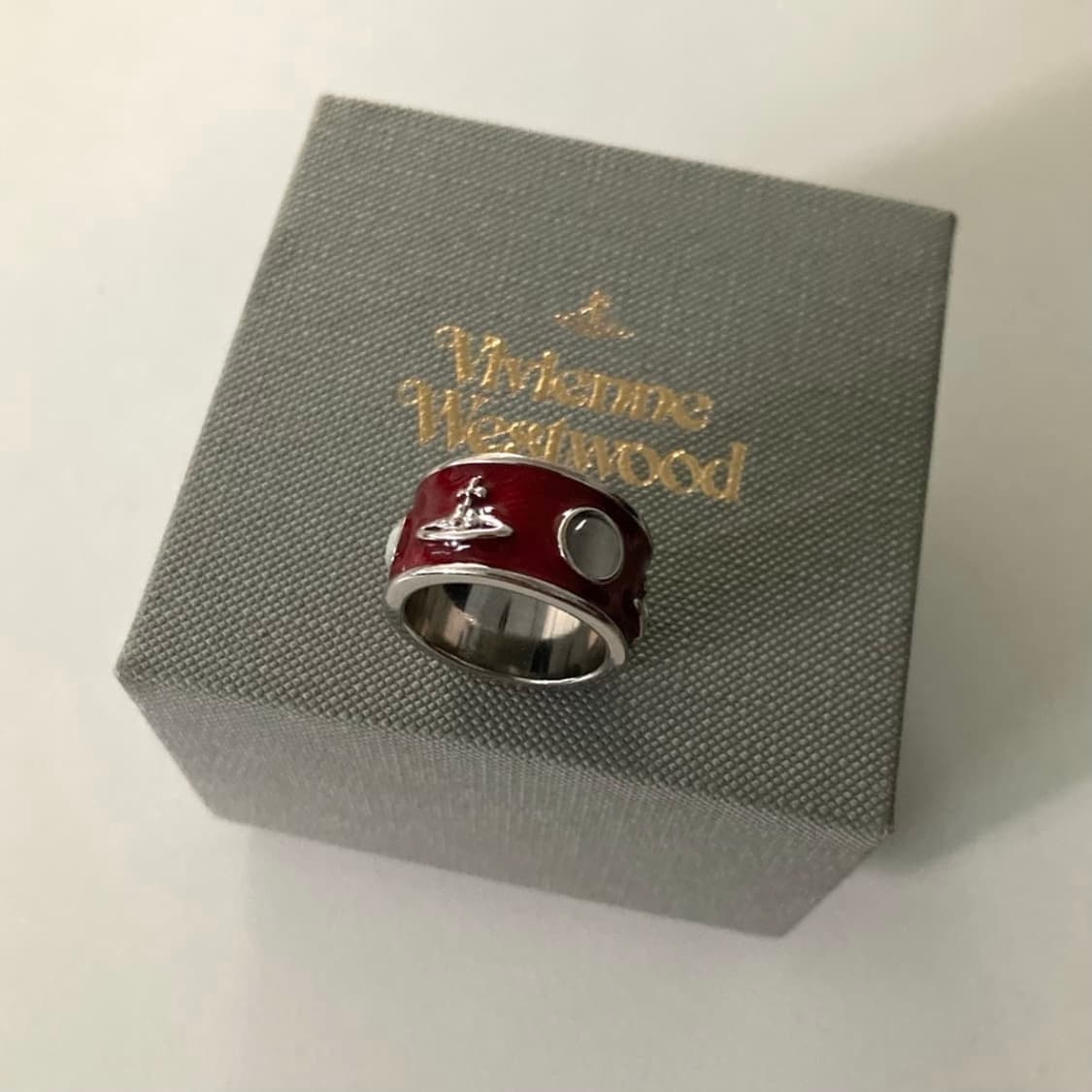 비비안웨스트우드 아카이브 실버*레드 원석링 반지 상품이미지1