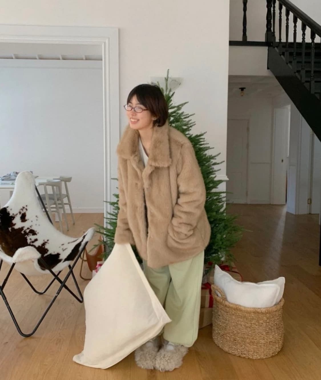 바이소블 러프 쿠키 퍼자켓 진 베이지 (새상품) 상품이미지2