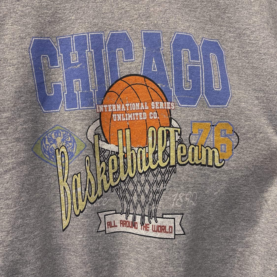 빈티지 바스켓볼 프린팅 크루넥 스웻셔츠 보카시 그레이 N788 상품이미지5