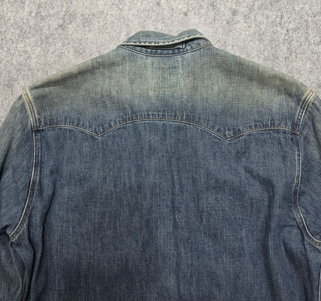 리바이스 웨스턴 투포켓 빈티지 슬림핏 데님 셔츠 청셔츠 M 상품이미지4