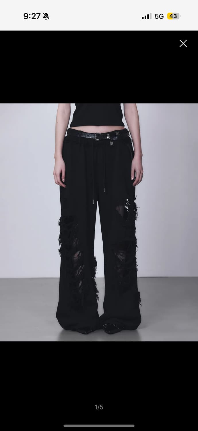 트리밍버드 데미지 와이드 스웻팬츠 상품이미지1