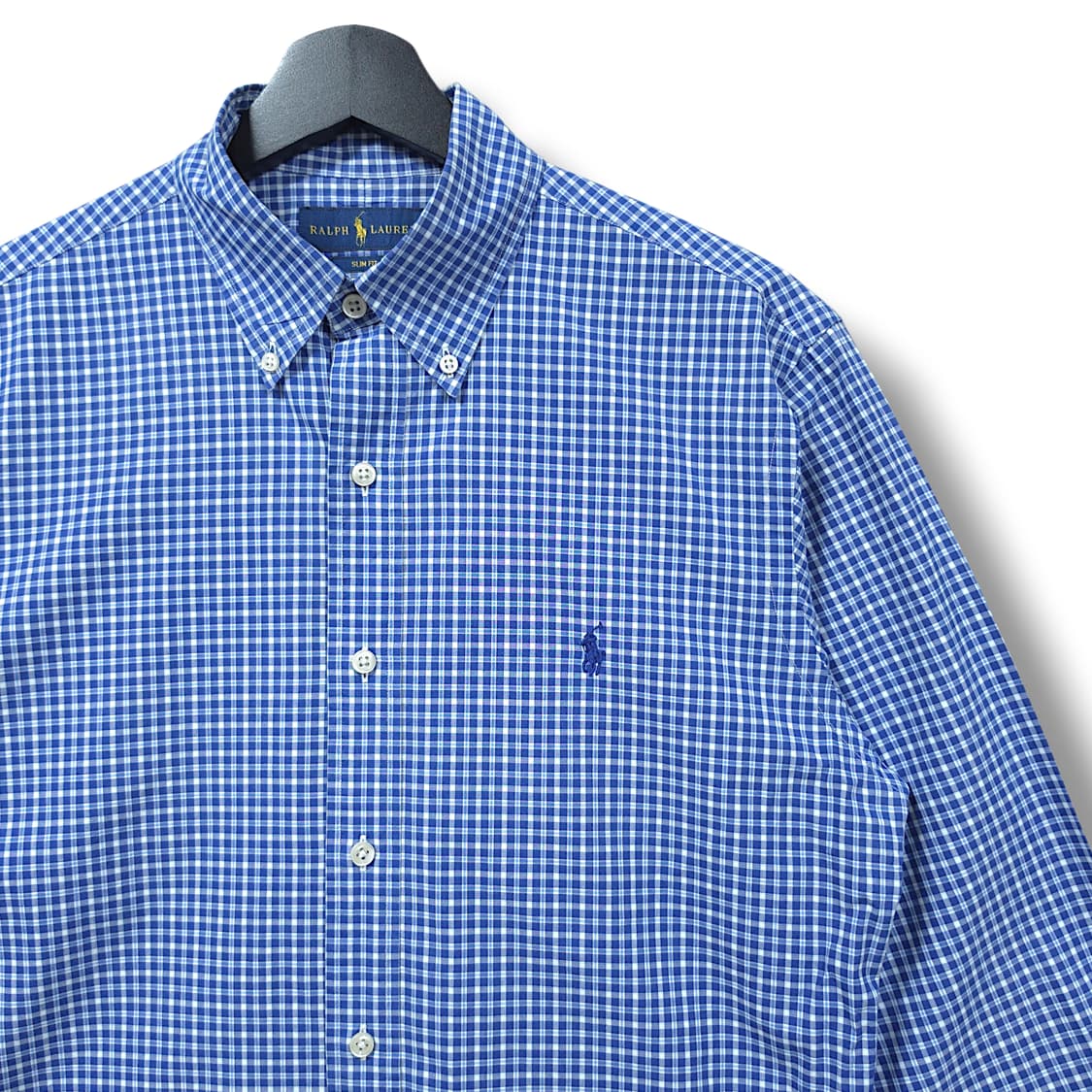 [M] 폴로 블루 깅엄체크 슬림핏 코튼 긴팔셔츠 상품이미지3