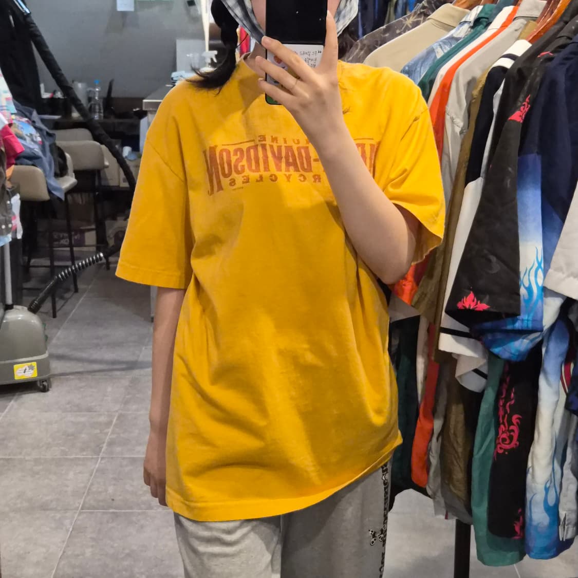 [NO.9] 할리 데이비슨 레터링 반팔 티셔츠 옐로우 상품이미지3