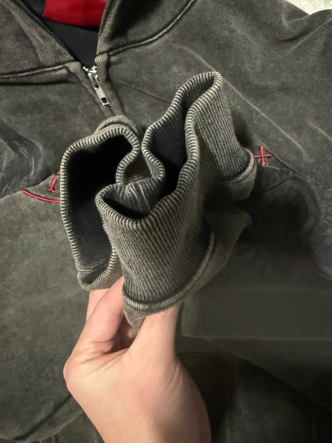 2사이즈 인세인개러지 패디드 숄더 후드 집업 빈티지 블랙 상품이미지3