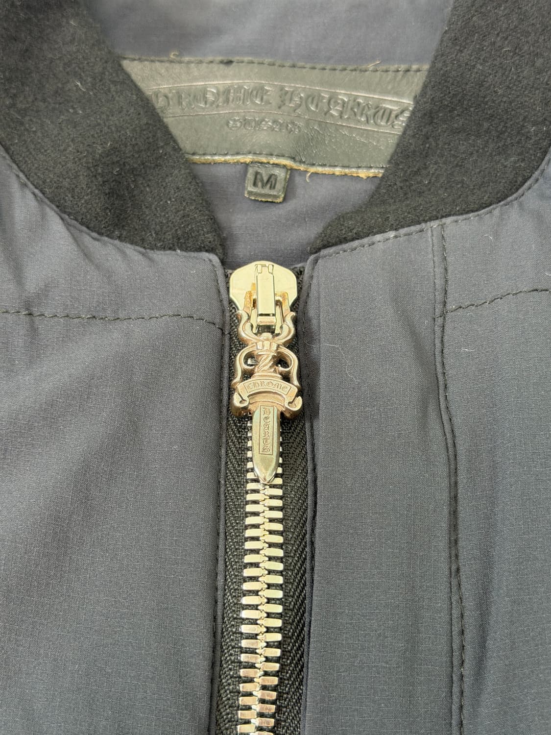 크롬하츠 VIC 크로스 레더패치 라지대거 캐시미어 블루종 자켓 M 상품이미지2