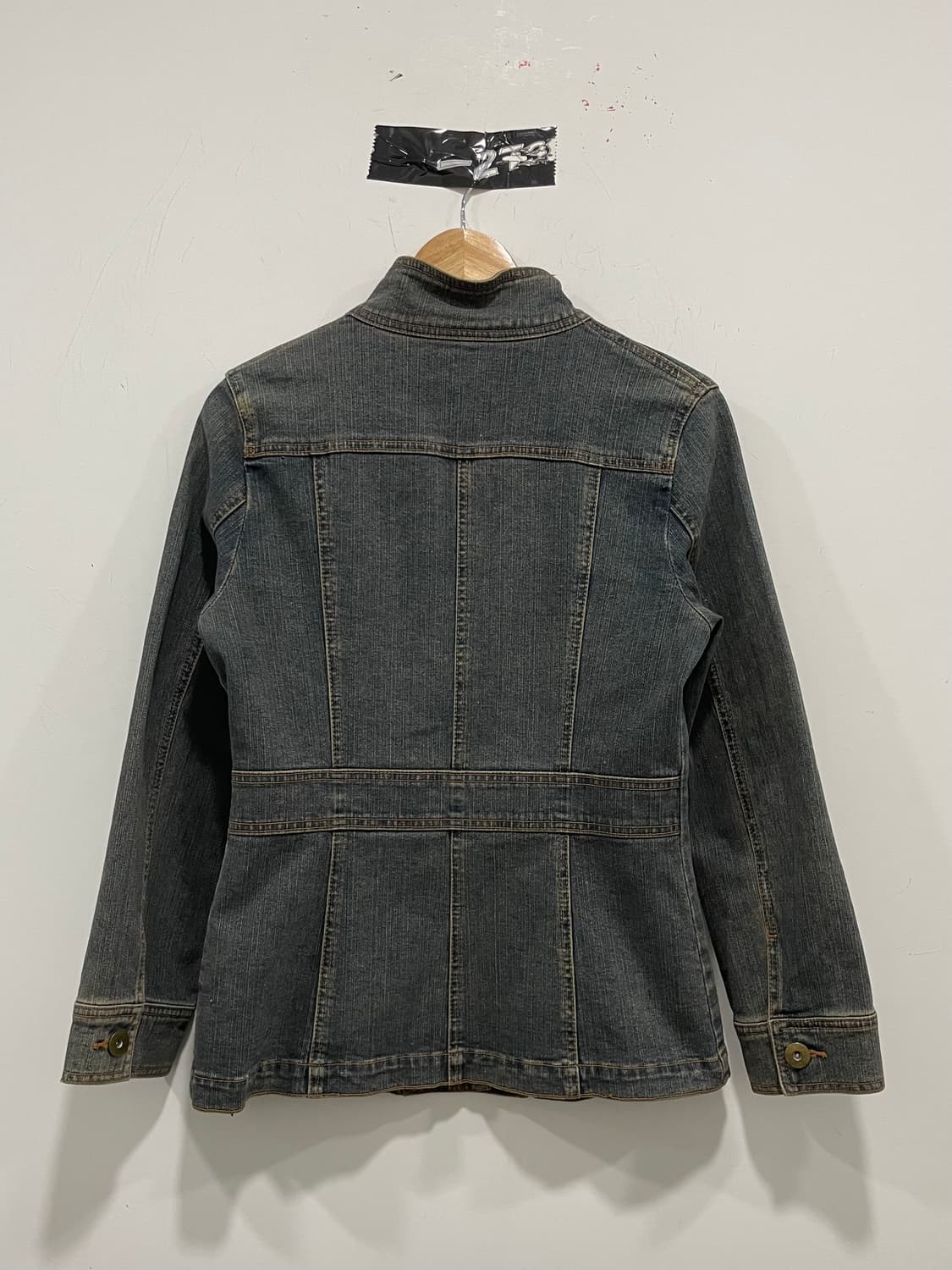 코르셋 레이스업 슬림 워싱 하이넥 데님 자켓 상품이미지5