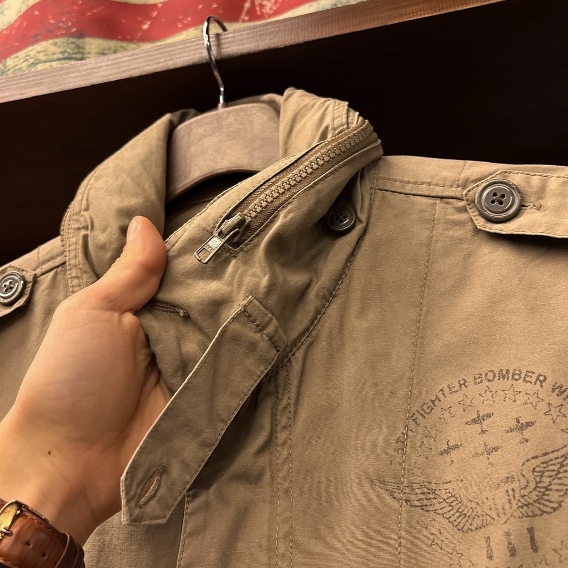 00s 아비렉스 PX 봄버윙 스텐실 M-65 필드자켓 카키 N1142 상품이미지5