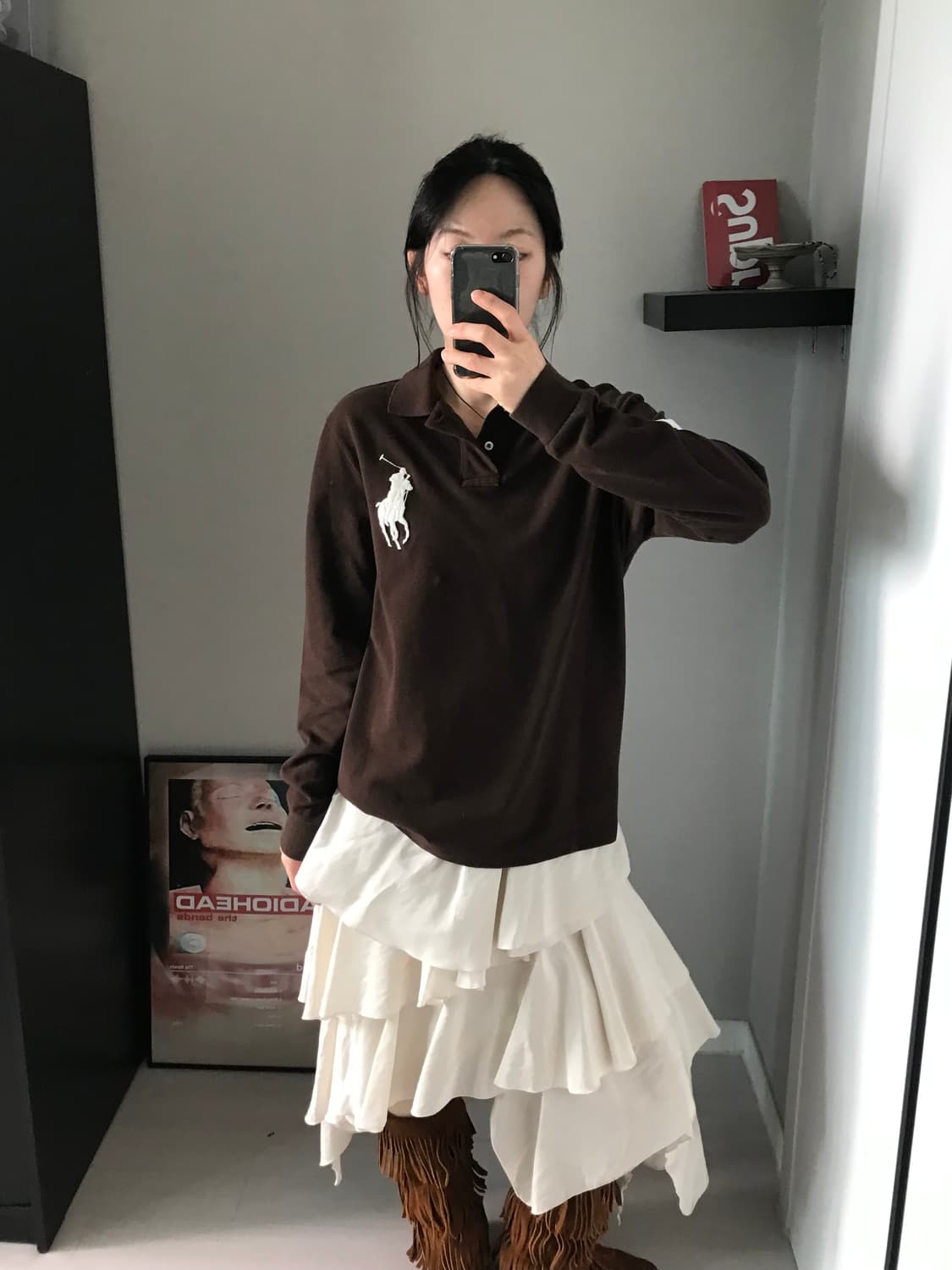 대장급 폴로 랄프로렌 빅포니로고 브라운 긴팔 카라티 상품이미지2