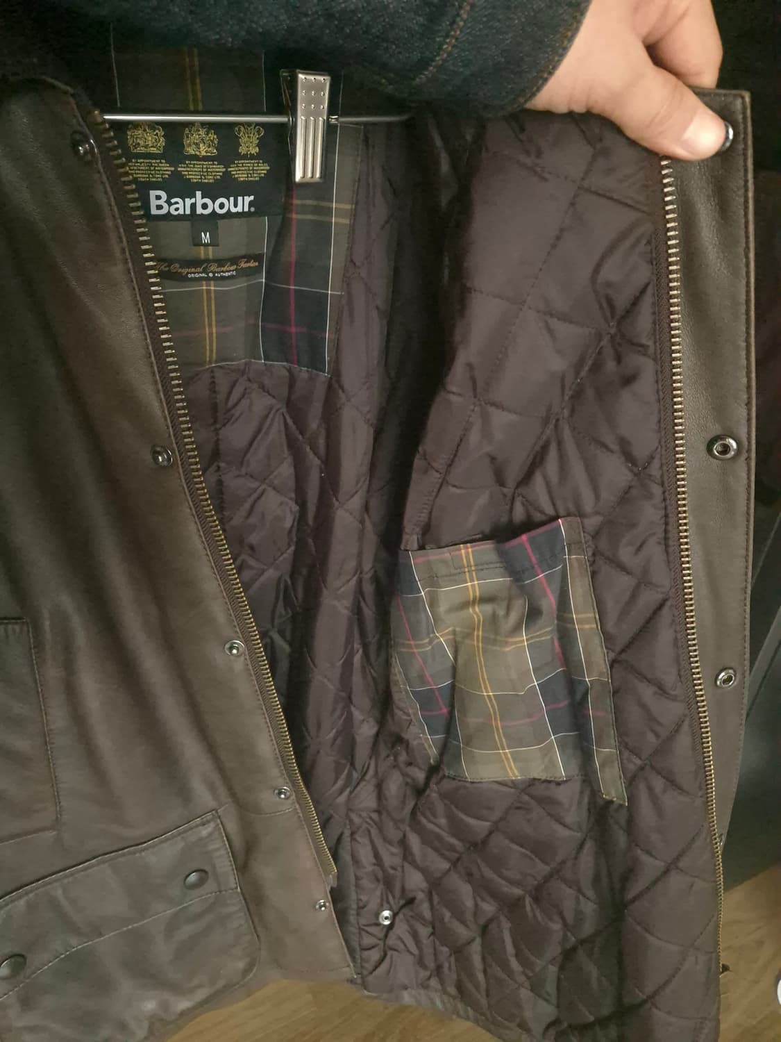 바버 타르탄 애쉬비 가죽 자켓 M 상품이미지6