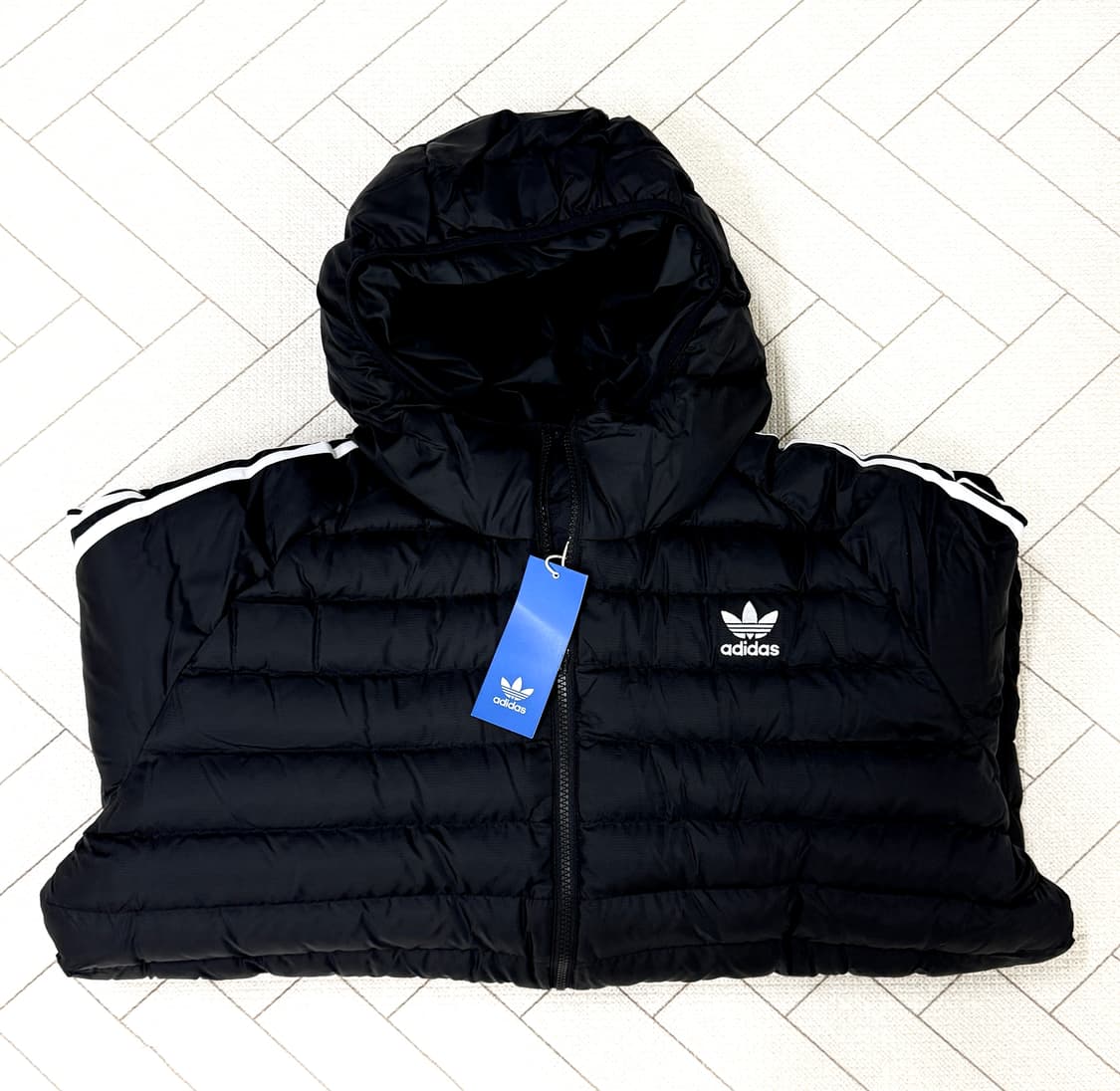 (3XL)(새상품)아디다스 오리지널스 후디드 경량 패딩 블랙 상품이미지1