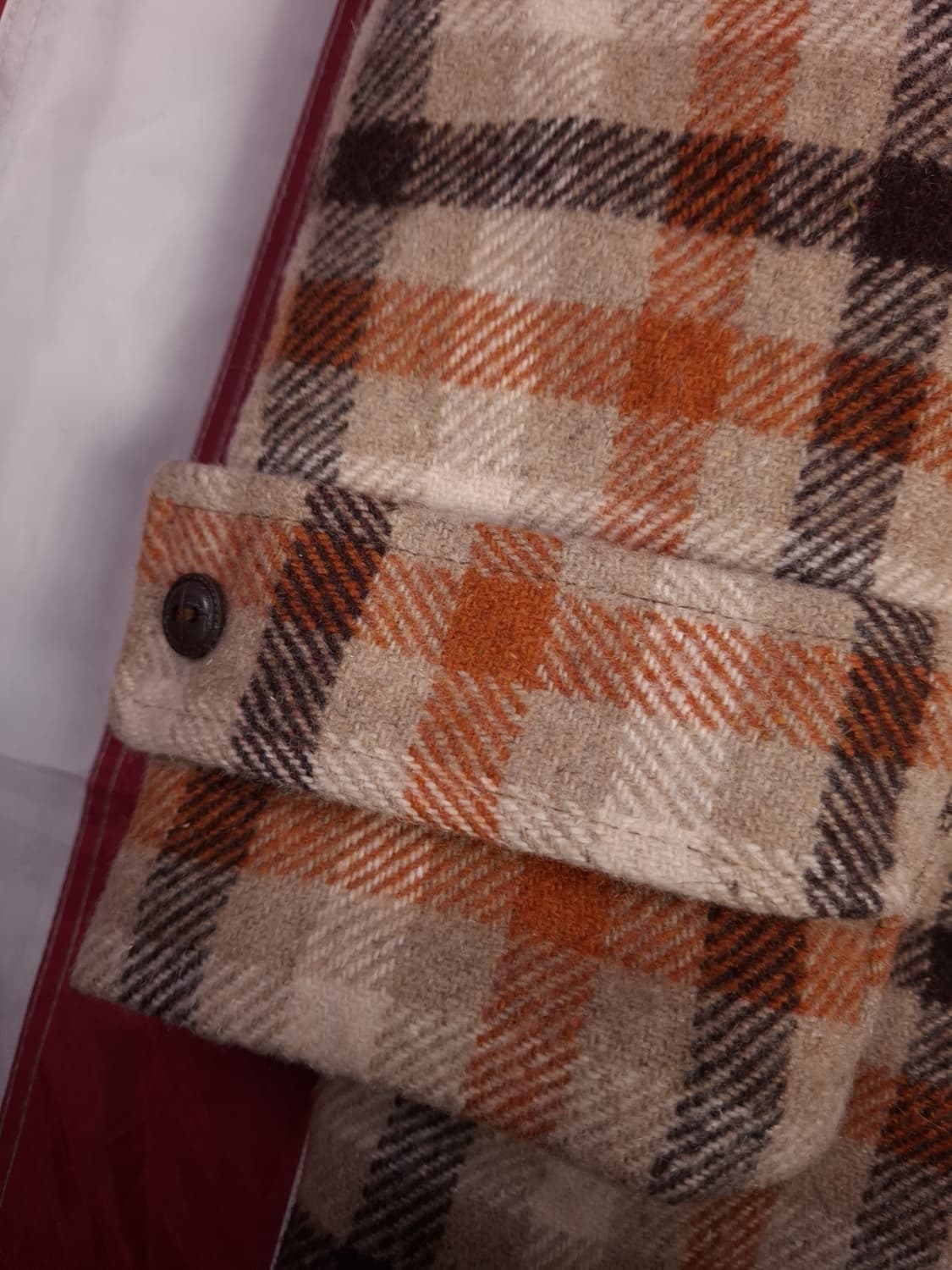 새제품 70's BAY CLUB 빈티지 울 체크 퍼 반코트 상품이미지4