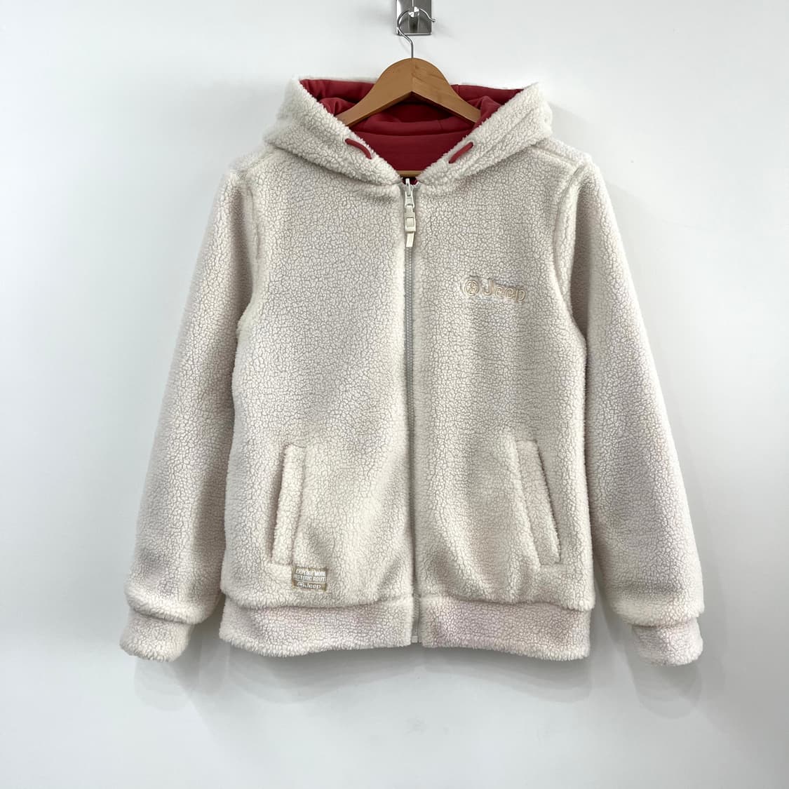 지프 리버시블 핑크 양털 뽀글이 양면 플리스 후드집업 상품이미지3