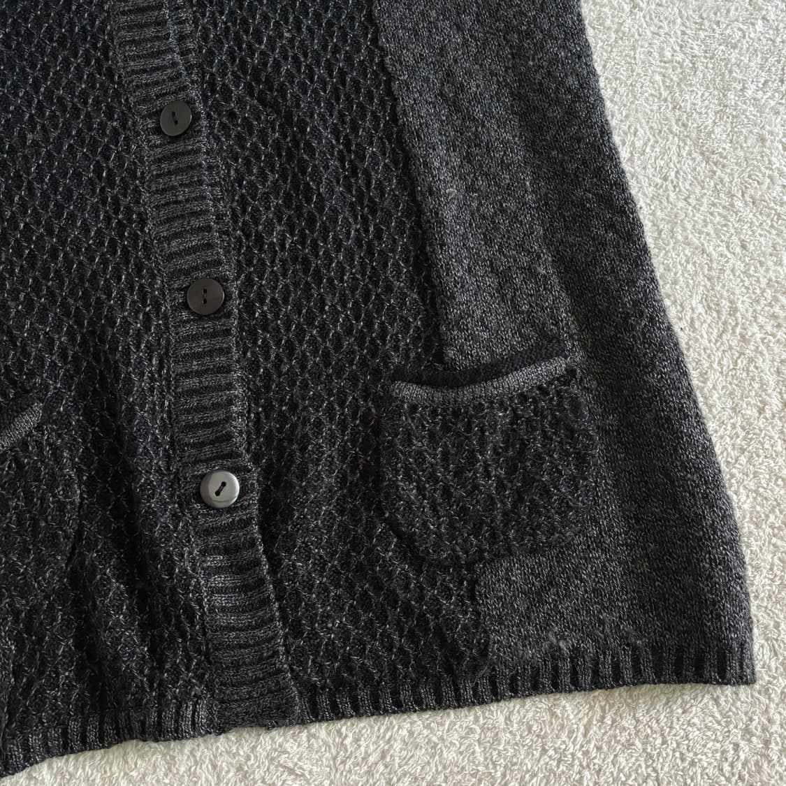 일본빈티지 플라워 자수 차콜 레이어드 반팔 니트 조끼 상품이미지4