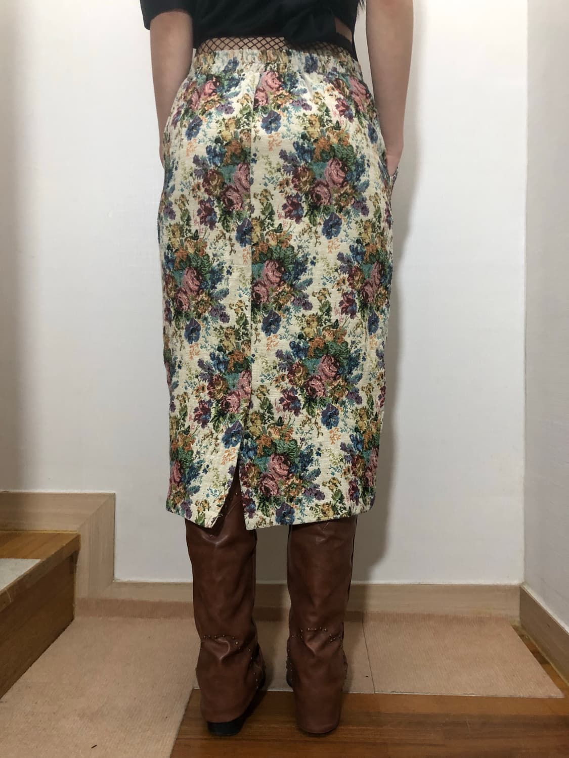 빈티지 베이지 자카드 스커트 상품이미지8