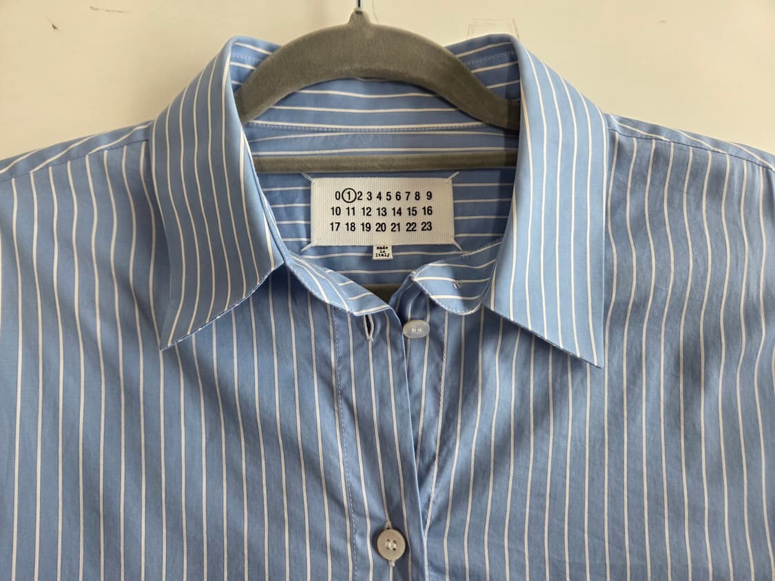 메종마르지엘라 스트라이프 셔츠 원피스 블루 38 상품이미지9