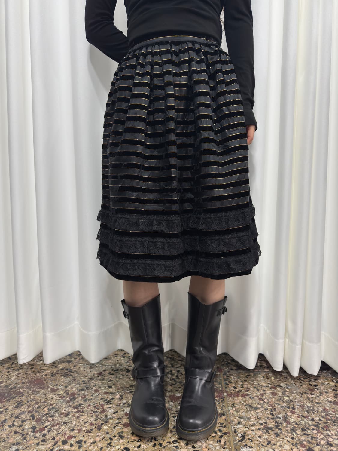 black gold detail midi skirt 상품이미지4