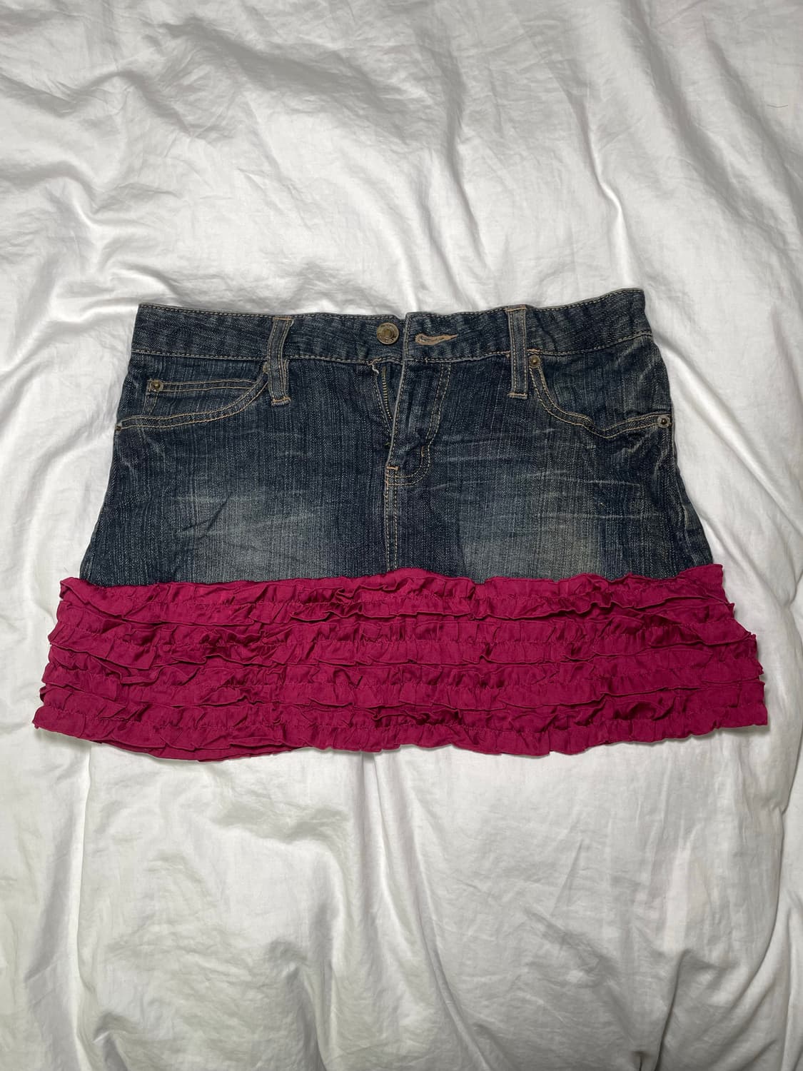 키치 빈티지 프릴 디테일 워싱 청치마 frill skirt  상품이미지1