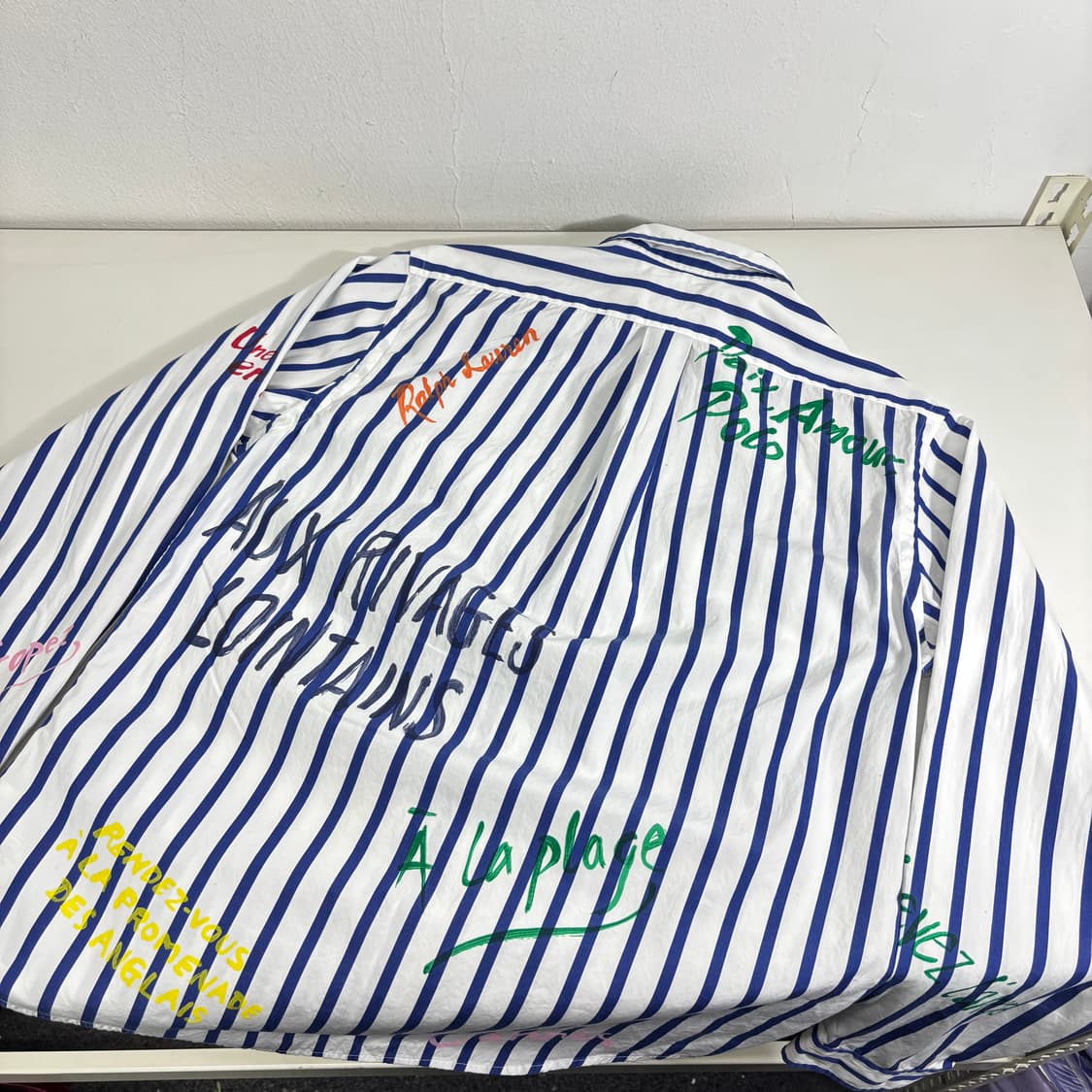 M 100 폴로 랄프로렌 스펠아웃 레터링 스트라이프 셔츠 상품이미지4