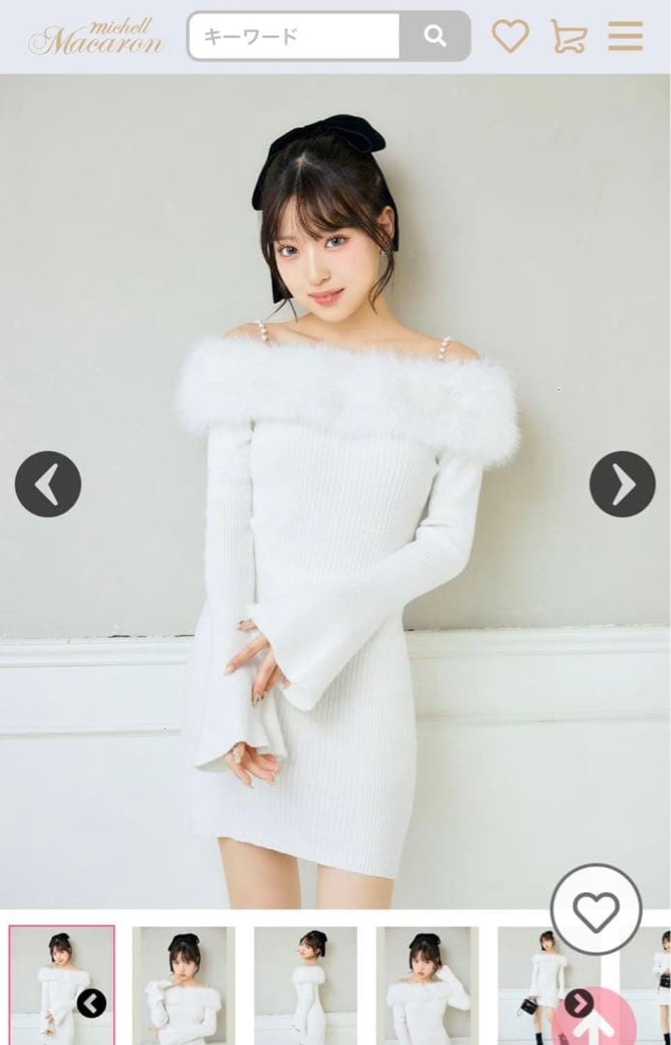미셸마카롱 퍼 오프숄더 니트 원피스 일브 히메갸루스나걸리양지뢰양산형지뢰계 상품이미지2