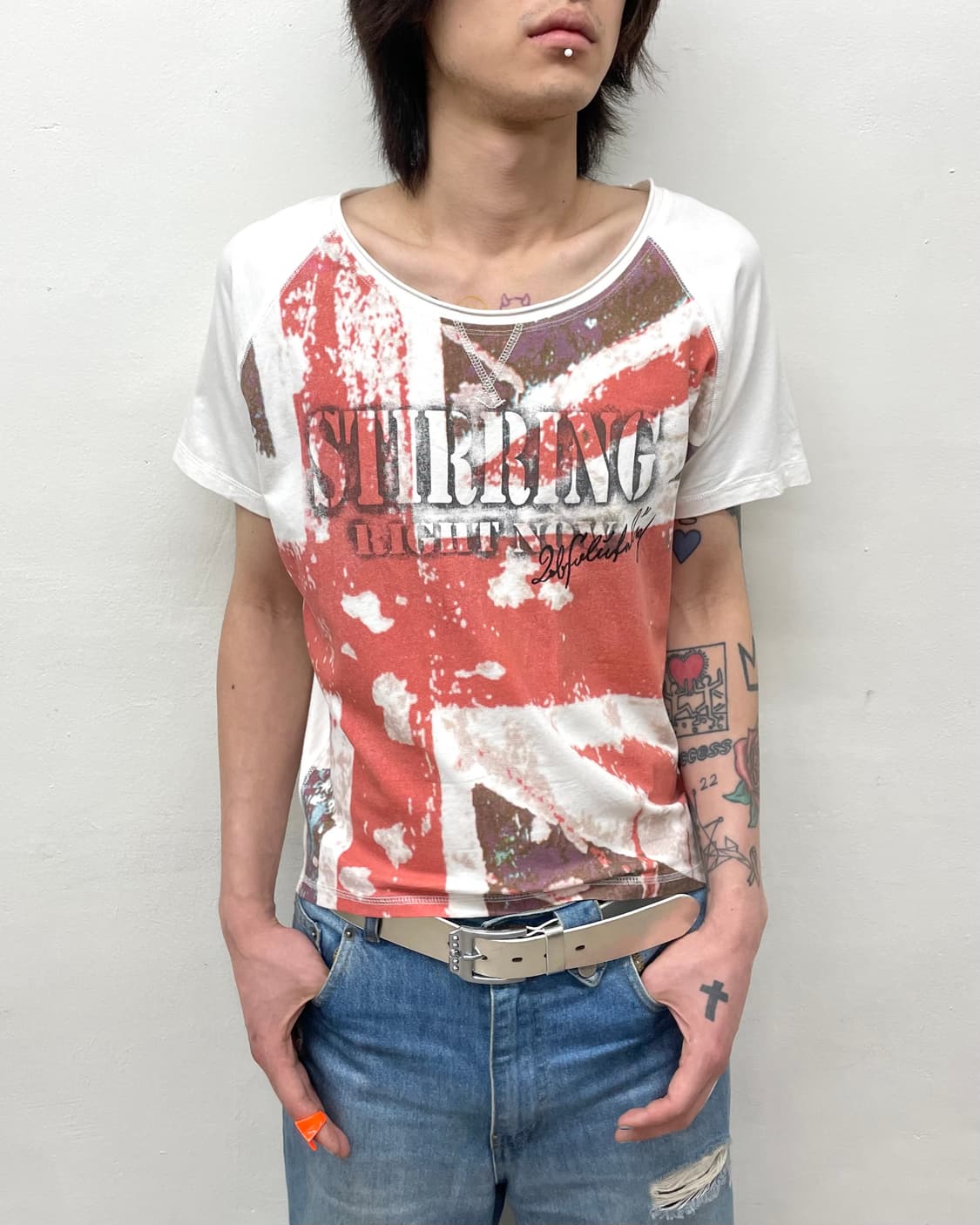 American flag washing white T-shirt  상품이미지3