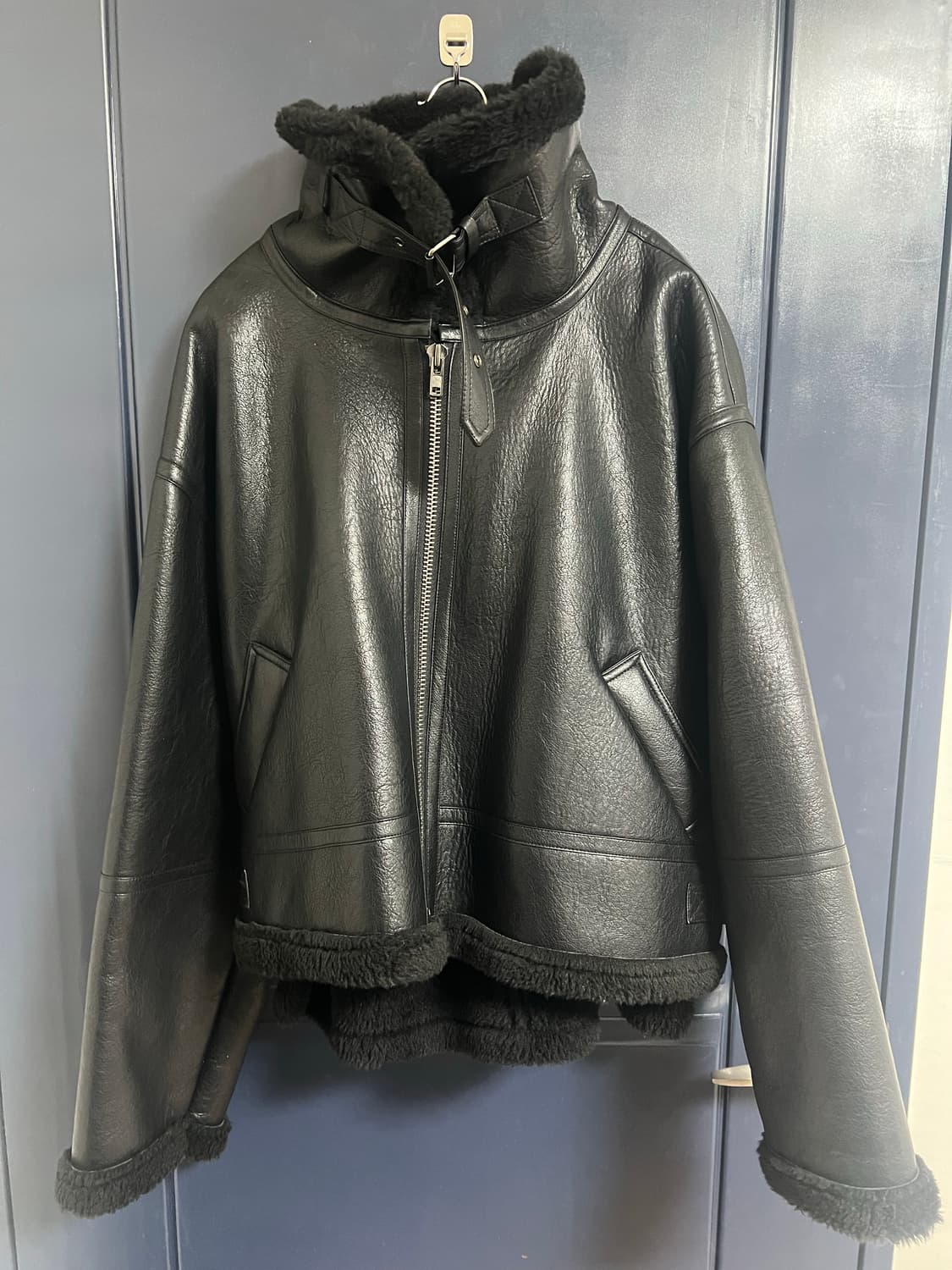 블랙 비건 에코퍼 무스탕 상품이미지1