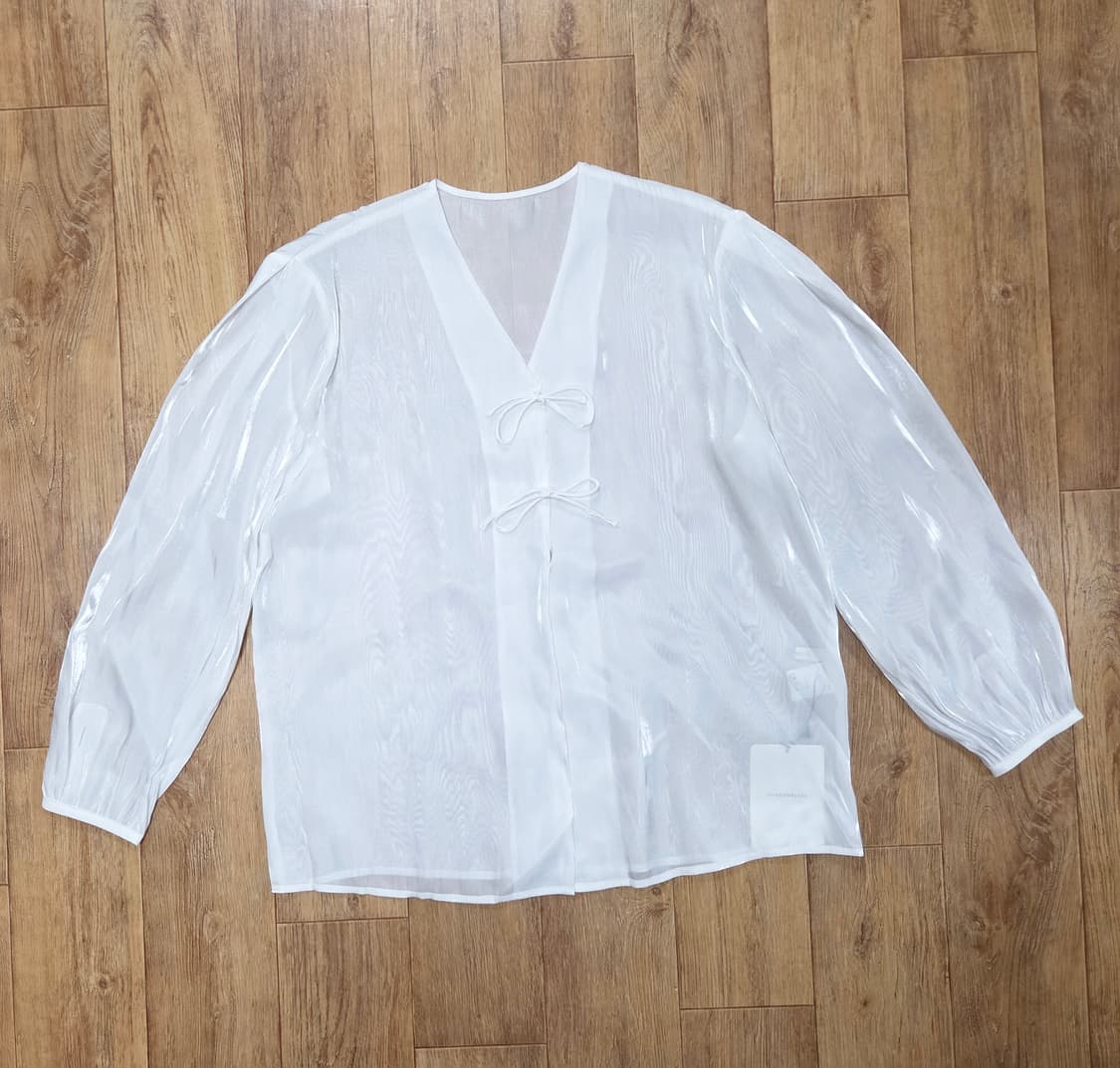 드래곤블루스 쉬머 리본타이블라우스 55-66 새상품 상품이미지3