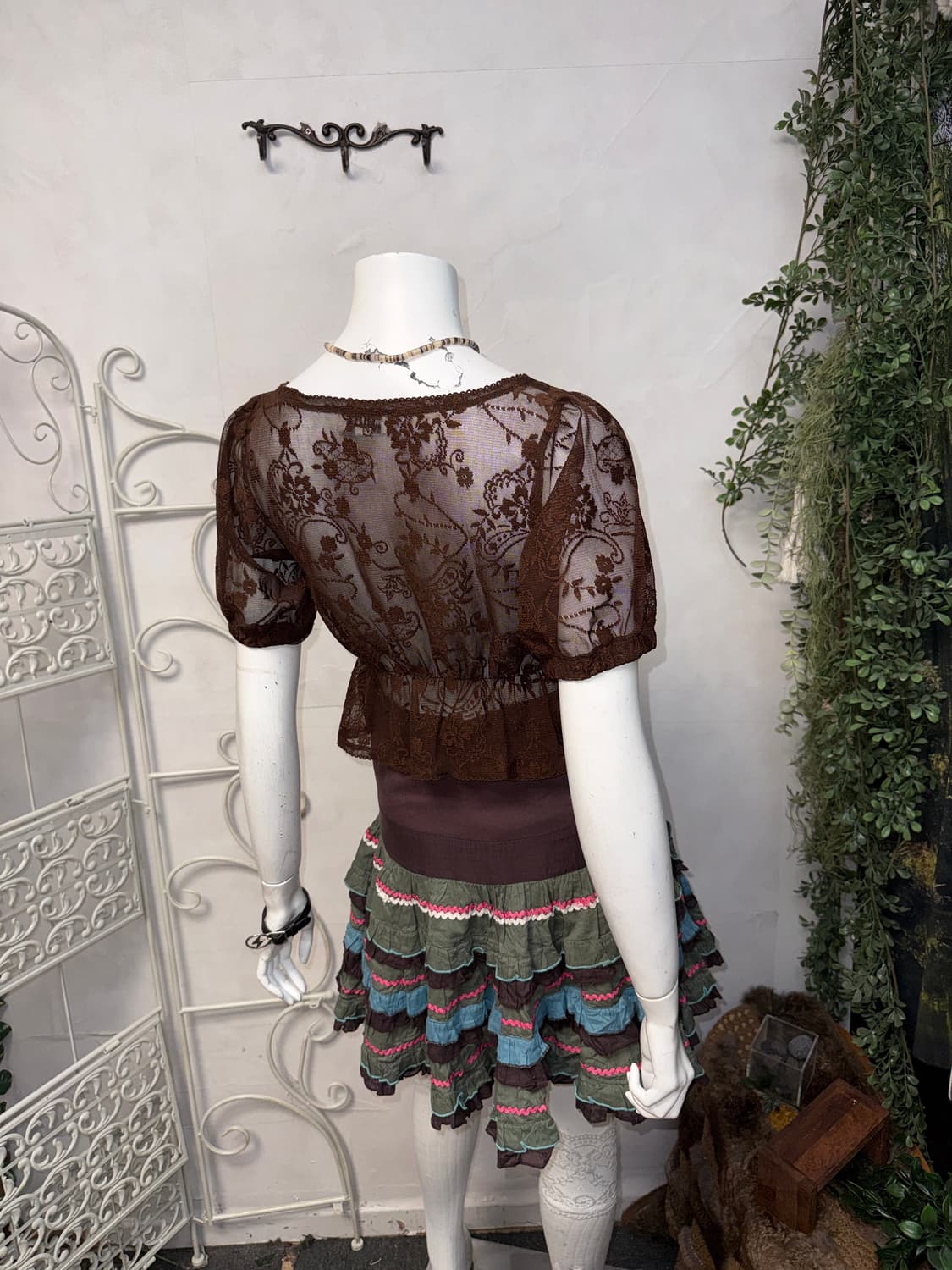Melrose dark brown ethnic floral 가디건 상품이미지2