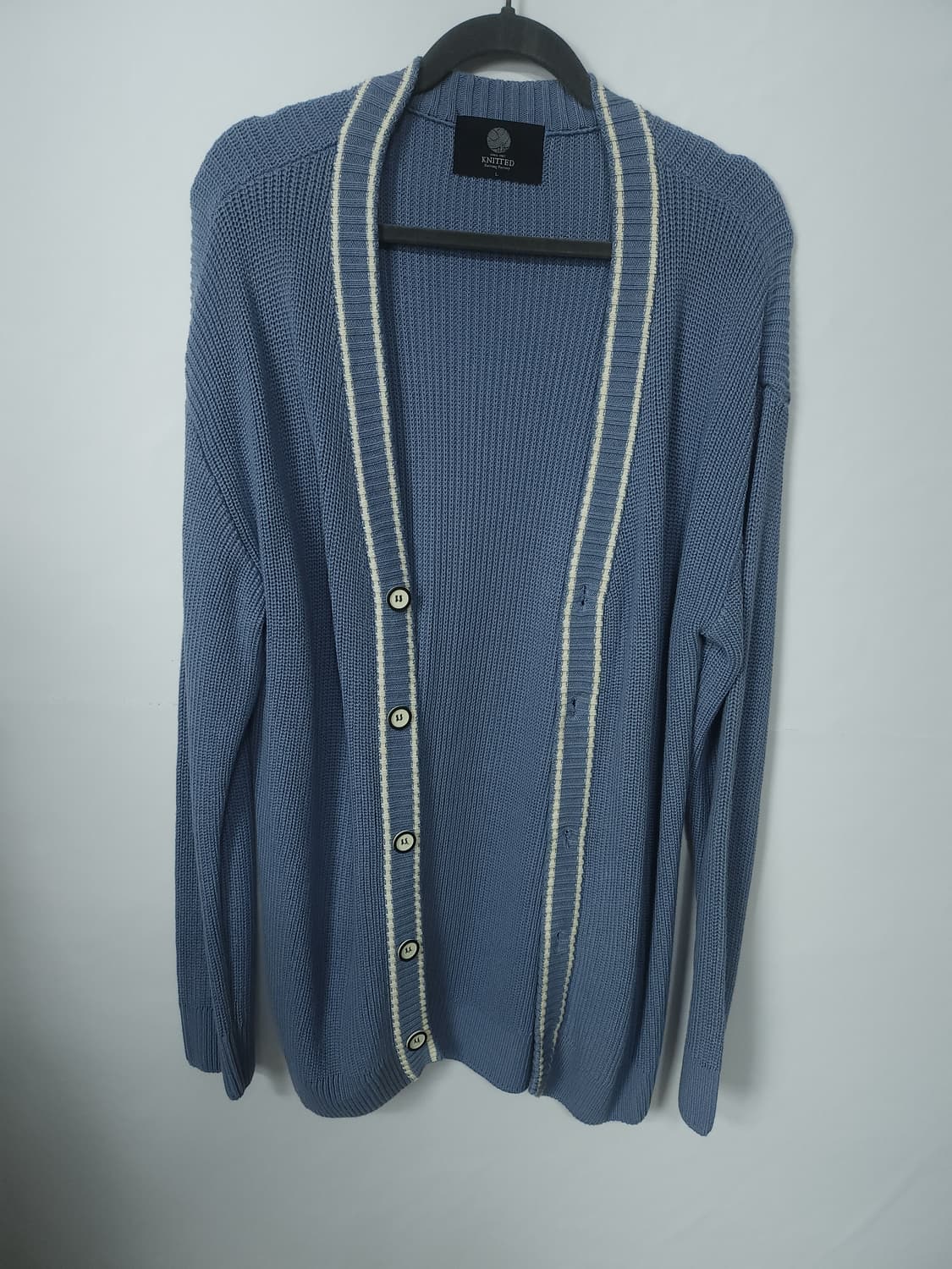 니티드 스카이블루 소프트니트 배색 가디건 100 L 새제품 새제품 상품이미지3