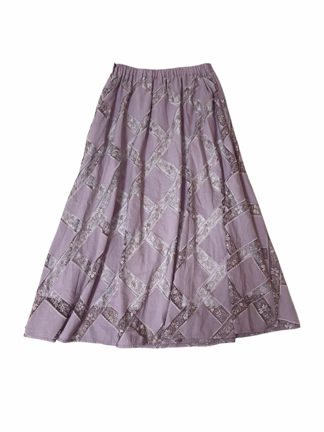 Jpn vintage 연보라 다이아몬드 플라워 패턴 롱 스커트 상품이미지1