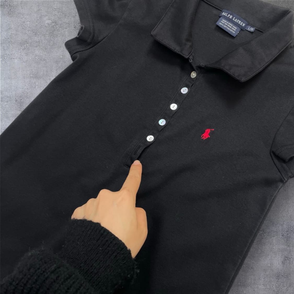 랄프로렌 Ralph Lauren 블랙 피케 반팔 카라 미니원피스 L 상품이미지4