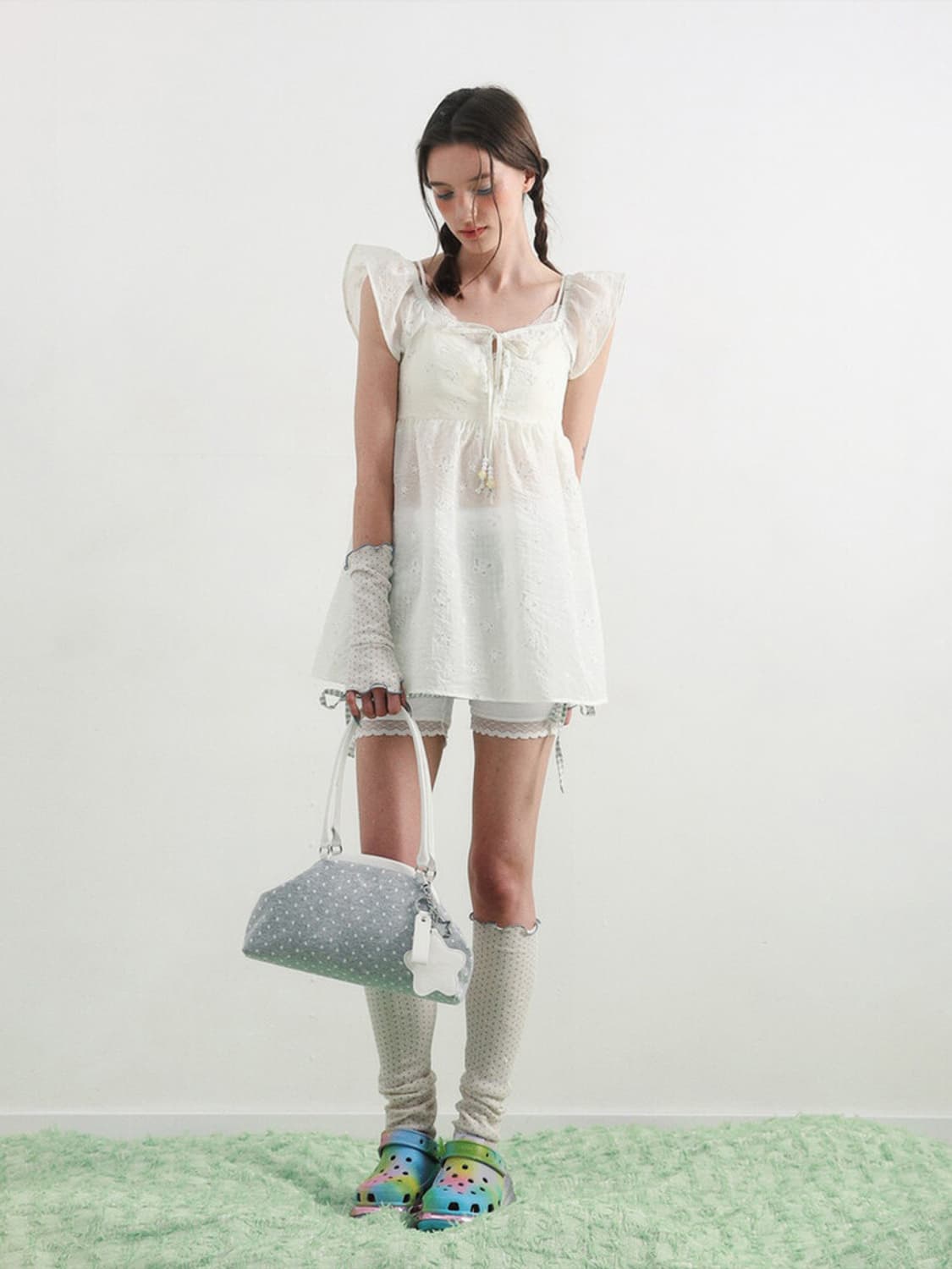 Dot Cozy Dumpling Bag Gray 상품이미지3