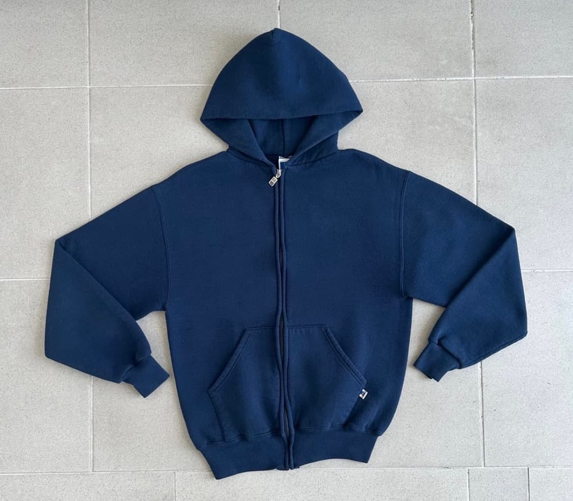 90s 빈티지 러셀 후드집업 네이비 M 상품이미지1